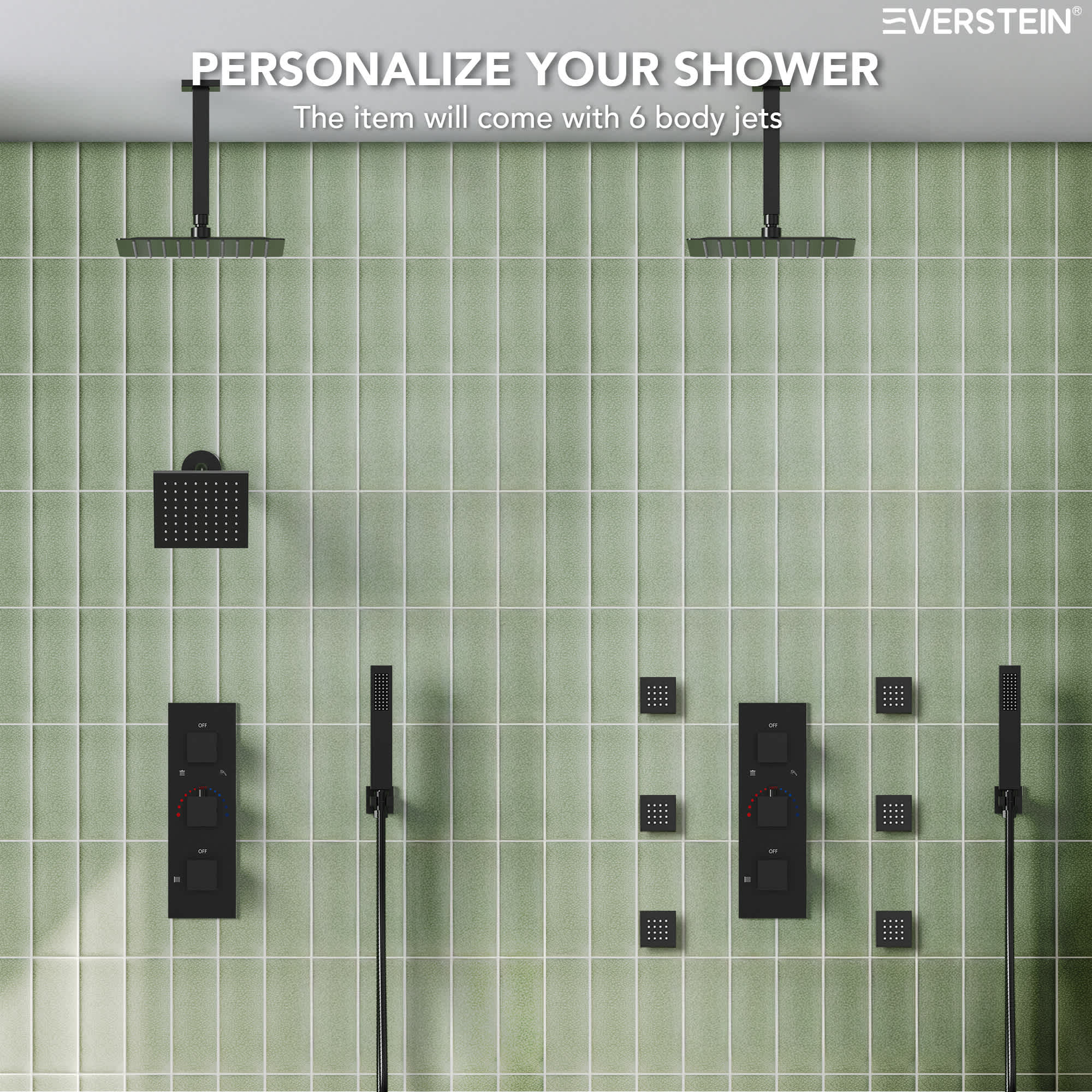 EVERSTEIN SFS1004A-BK12 Showerhead-Bar-Panels - View #6