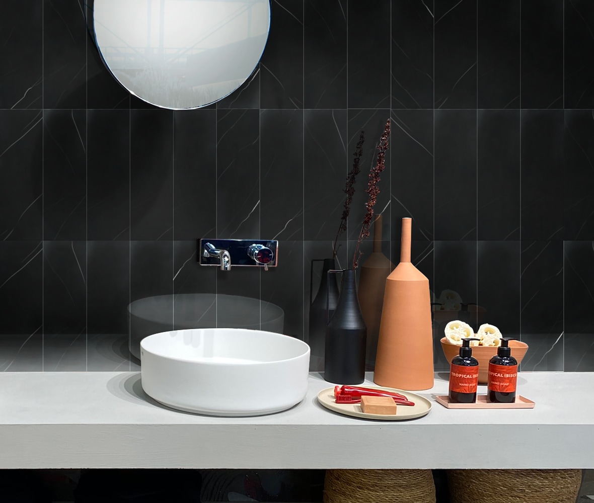 Grandis Black Polished Marble Subway Wall & Floor Tile