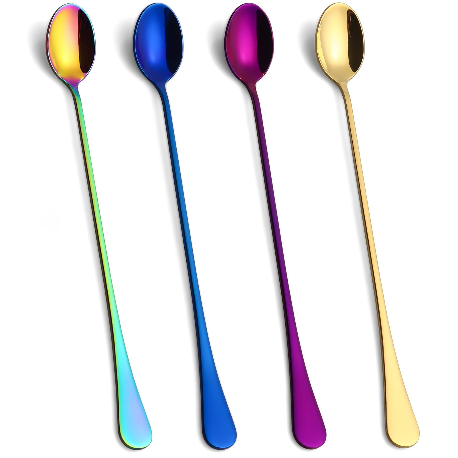 Aoibox  9 5 Inch Long Handle Stainless Steel Spoon Set of 4 for Ice Tea and Ice Cream Flatware Single Pieces daily use