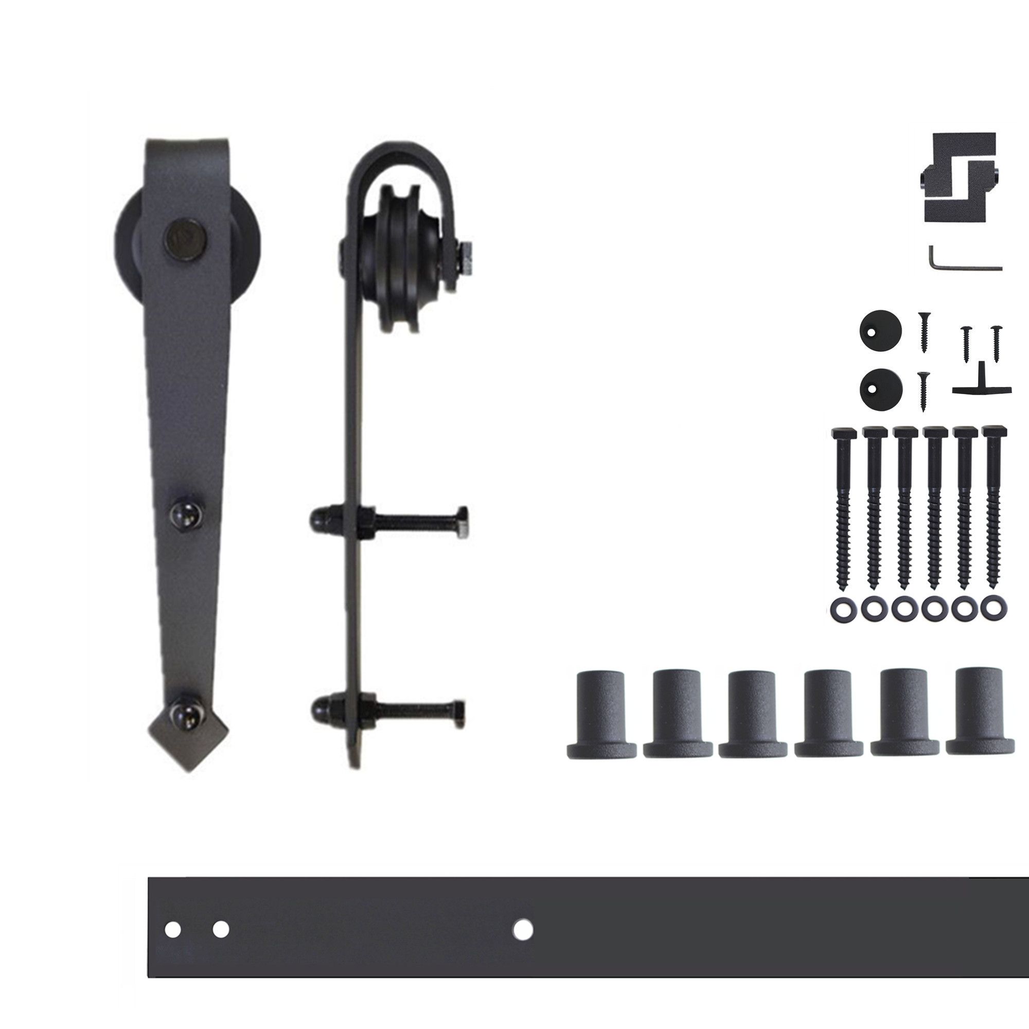 HOMACER 60-in Rustic Black Indoor Arrow Single Barn Door Hardware Kit JT1TGH060C Sansujyuku sansujyuku.com