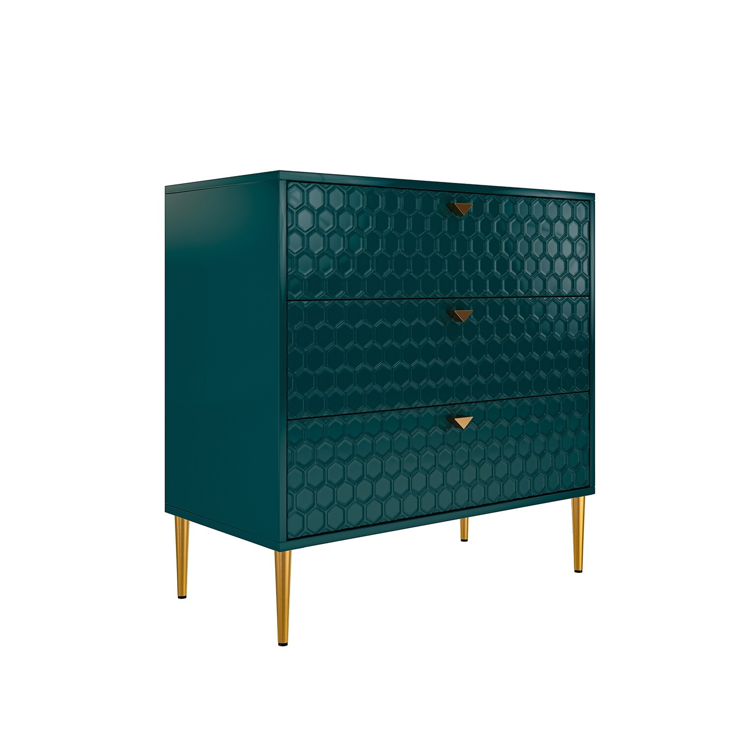 Green Honeycomb Pattern 3-Drawer Freestanding Office Cabinet