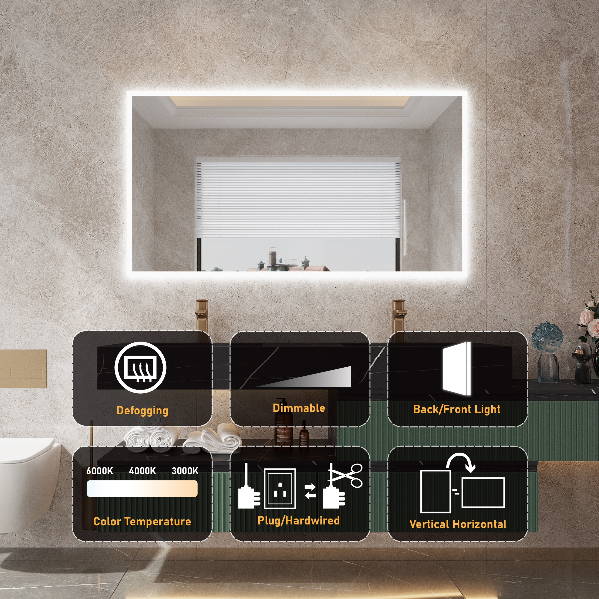 Forclover JSEXJXBM2836-3X Framed-Bath-Mirrors - View #9