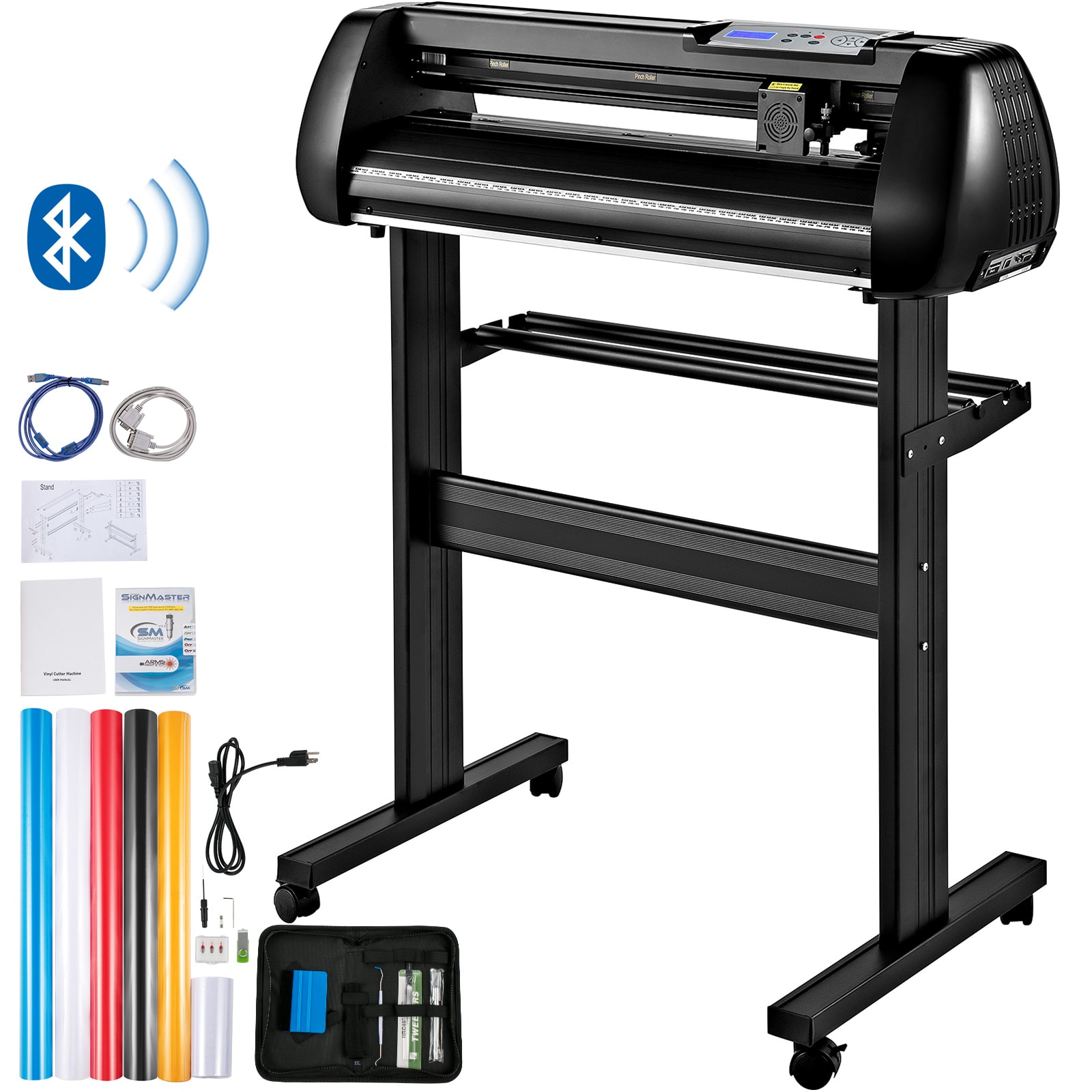 SVOPES SCKZJMCSK72001633V1 Vinyl Cutter Machine 28in Offline Bluetooth Cutting Plotter Machine 400in/10m Steel Roller Shaft Adjustable Speed Force SignMaster Software Tool DIY Craft Kit for Sign Making Windows and Mobile