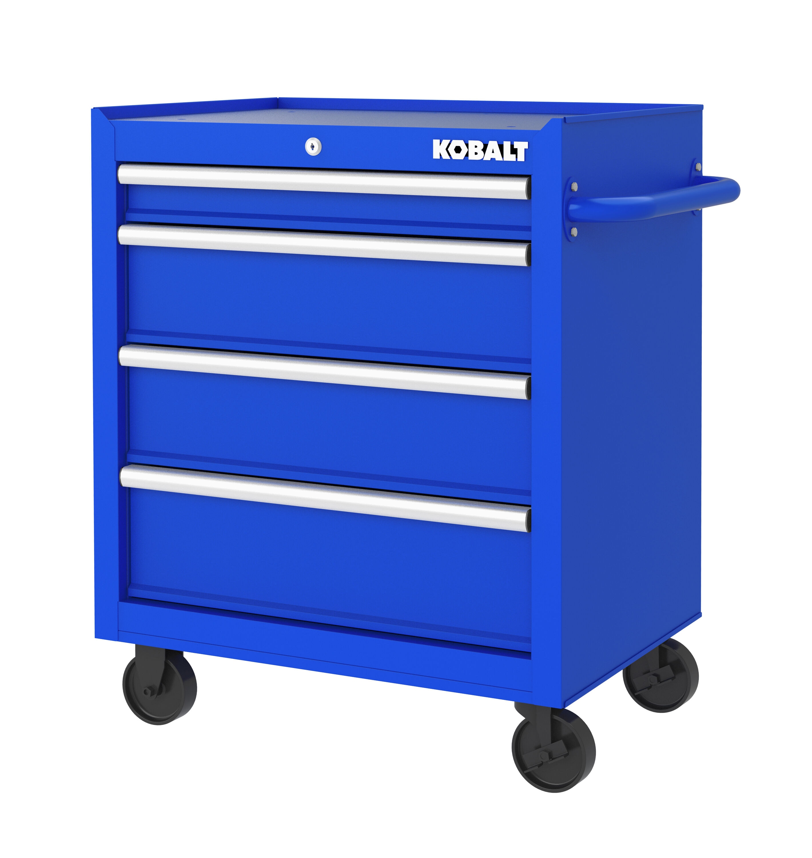 26.7-in W x 33-in H 4-Drawer Steel Rolling Tool Cabinet (Blue) | - Kobalt 19206