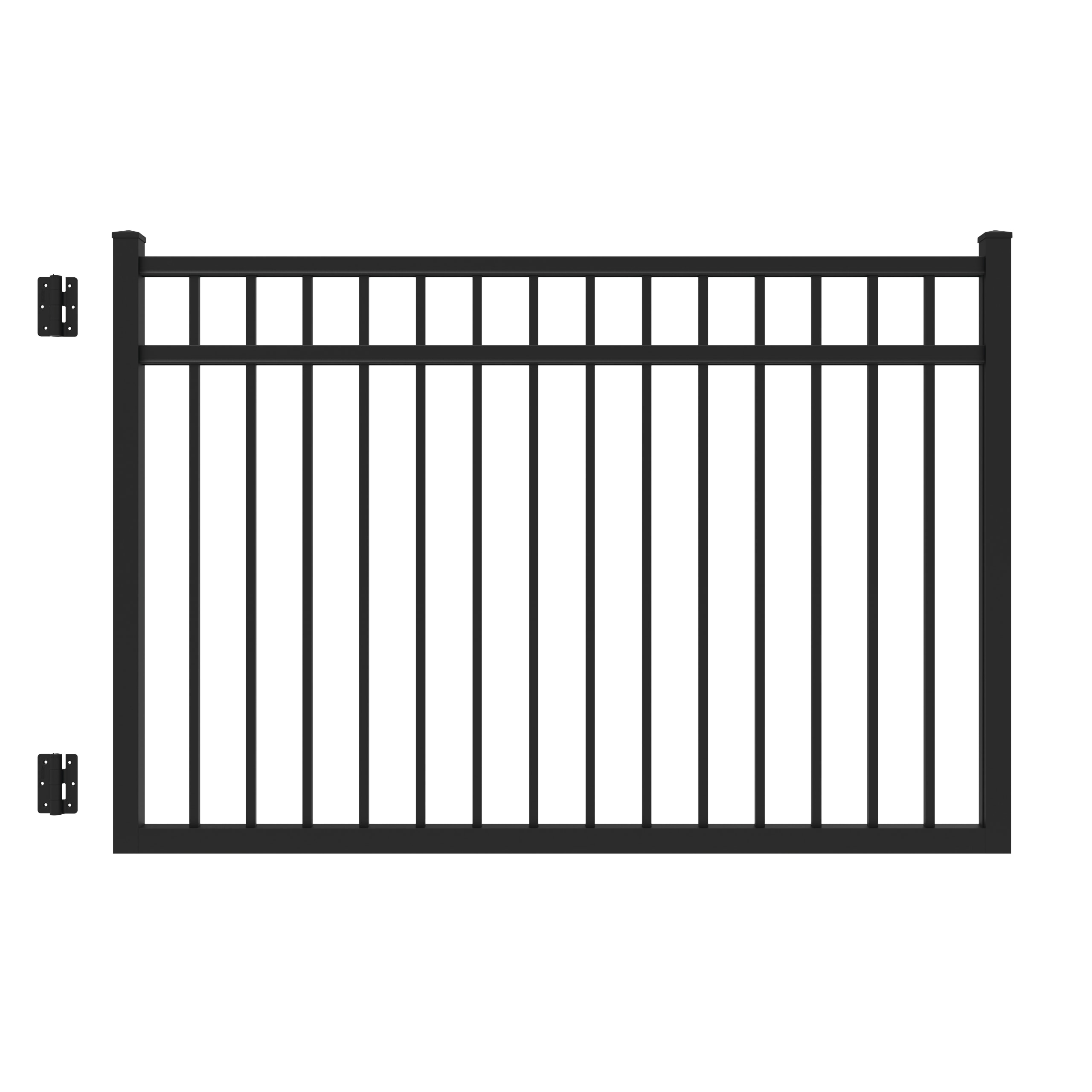 Freedom New Haven 4-ft H x 6-ft W Black Aluminum Spaced Picket Flat-top ...