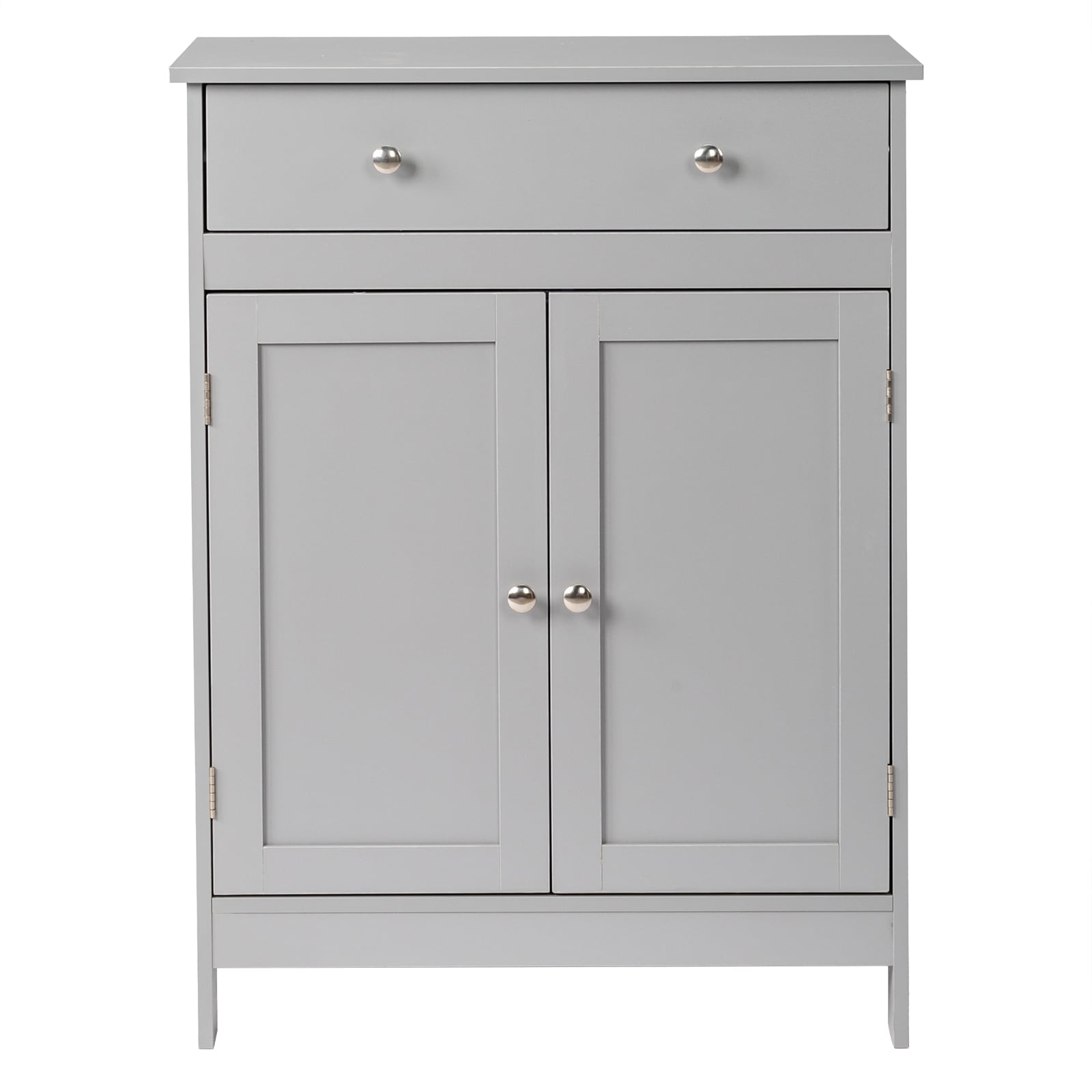 ROSMENA Modern Grey Bathroom Storage Cabinet Double Door Single Drawer Triple Melamine Laminate Particle Board for Small Bathroom Powder Room Vanity Side