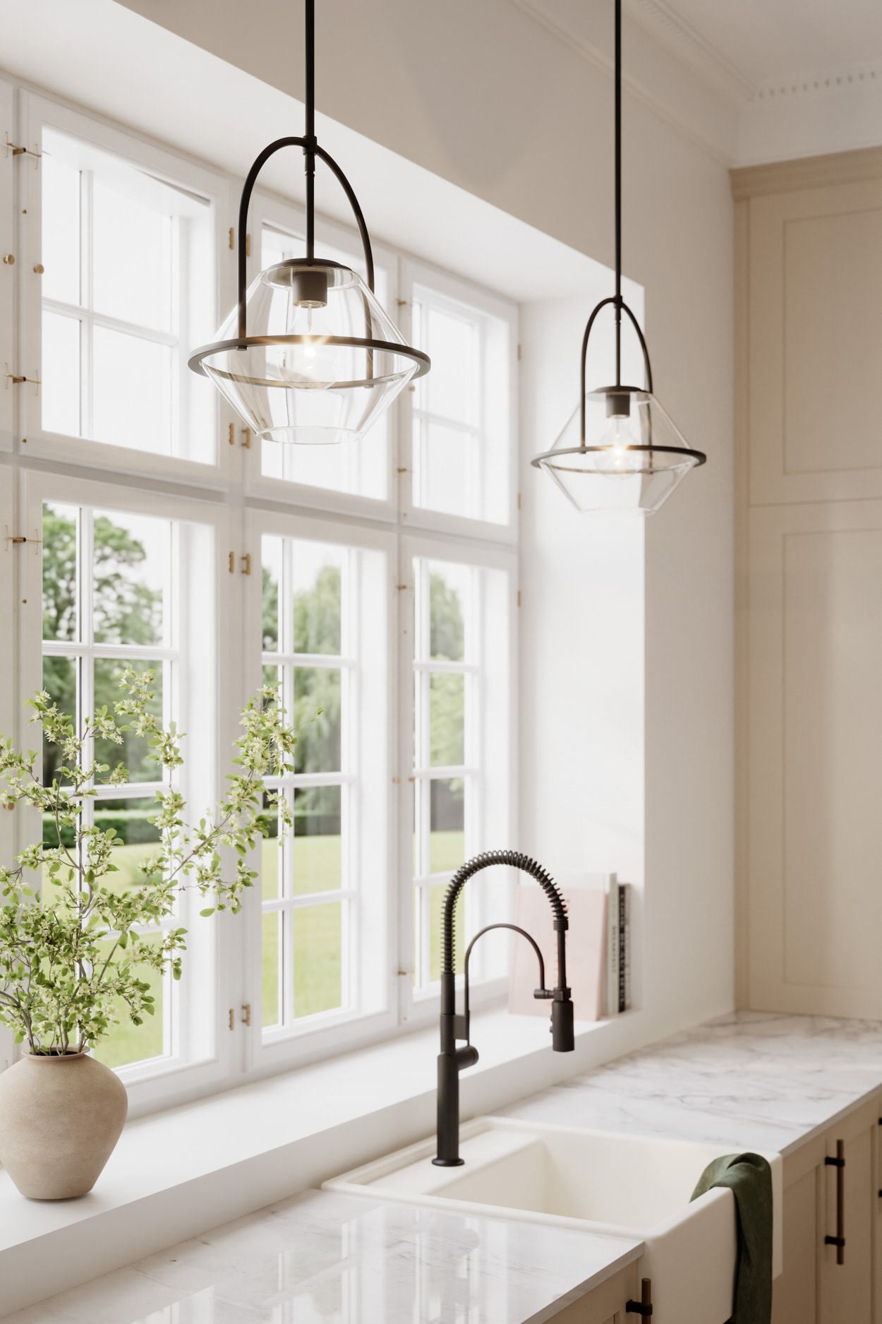 Minka Lavery Coralyn 1 -Light Dark Matte Black Transitional Clear glass Geometric Small Hanging Pendant Light
