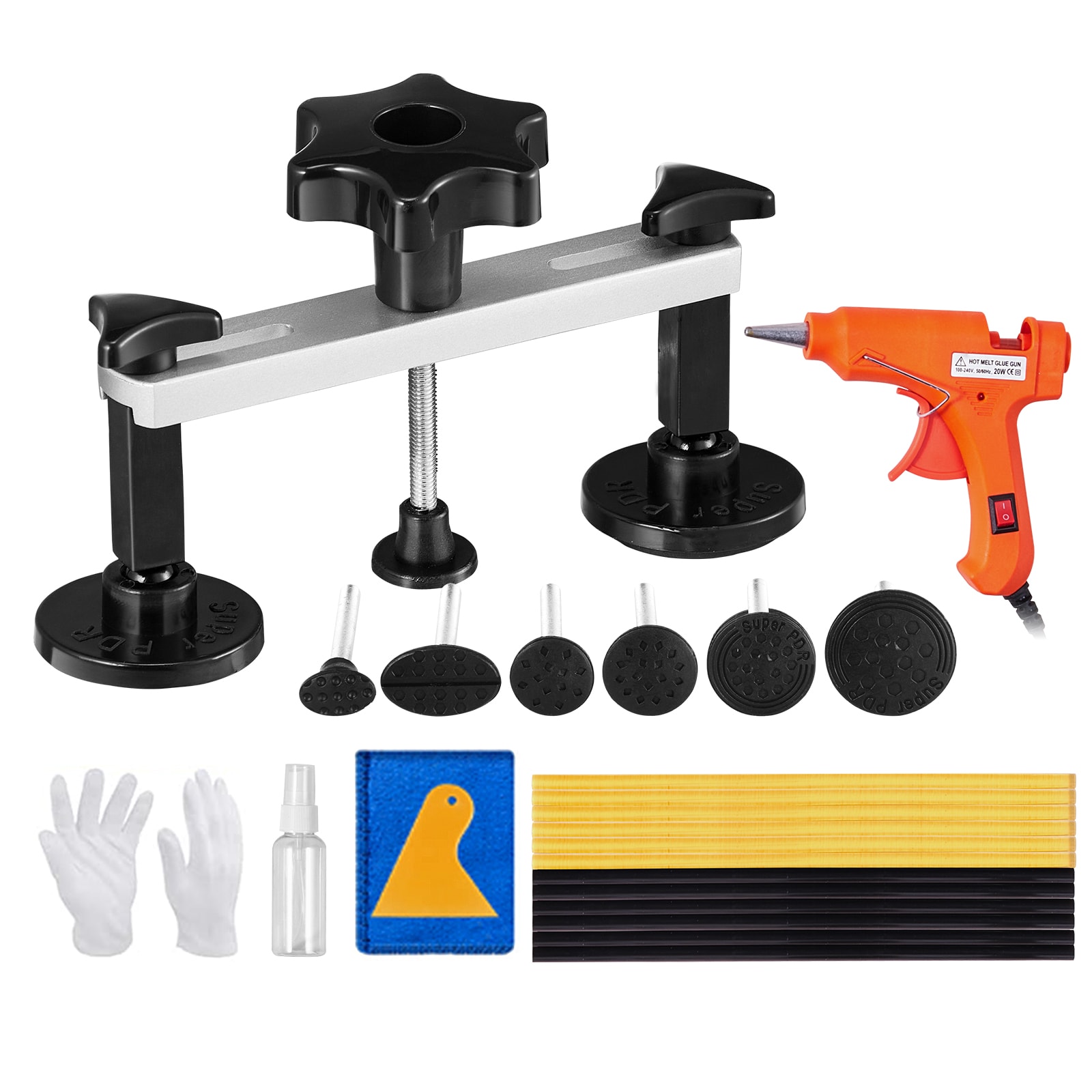 SVOPES SVOPESCSLBGJD01217V1 25-piece Non-paint Dent Eradication Kit with Bridge Extractor and Extractor Tabs Adhesive Stick For Dents On Automotive Refrigerator and Metal Surfaces