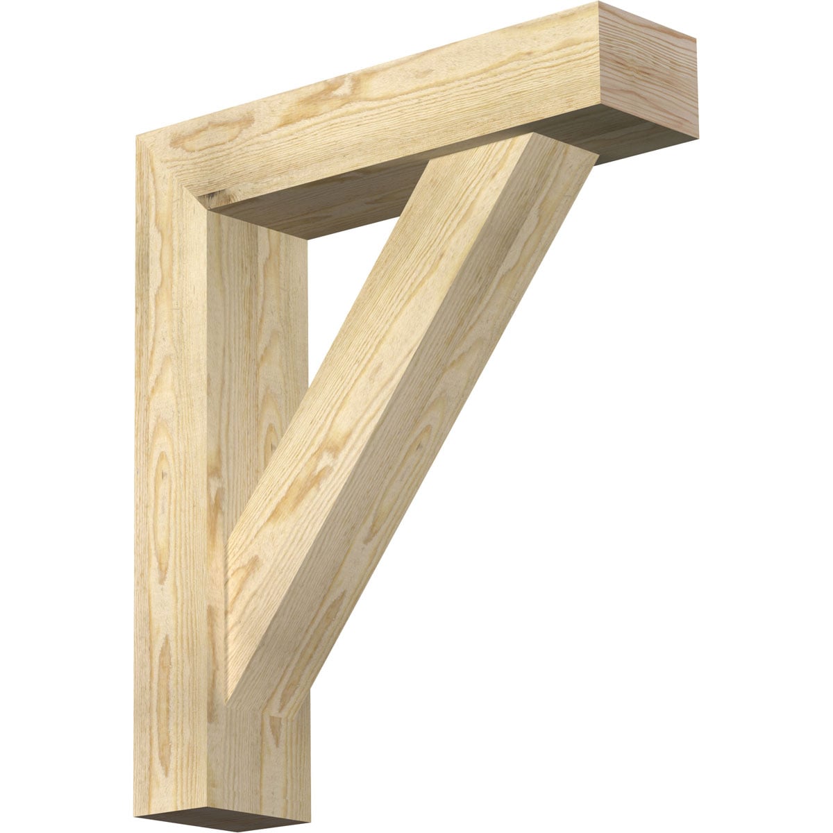 Ekena Millwork 1464946 Traditional block rough sawnbracket with offset brace 6-in x 24-in x 28-in Douglas fir Brown Wood Standard bracket