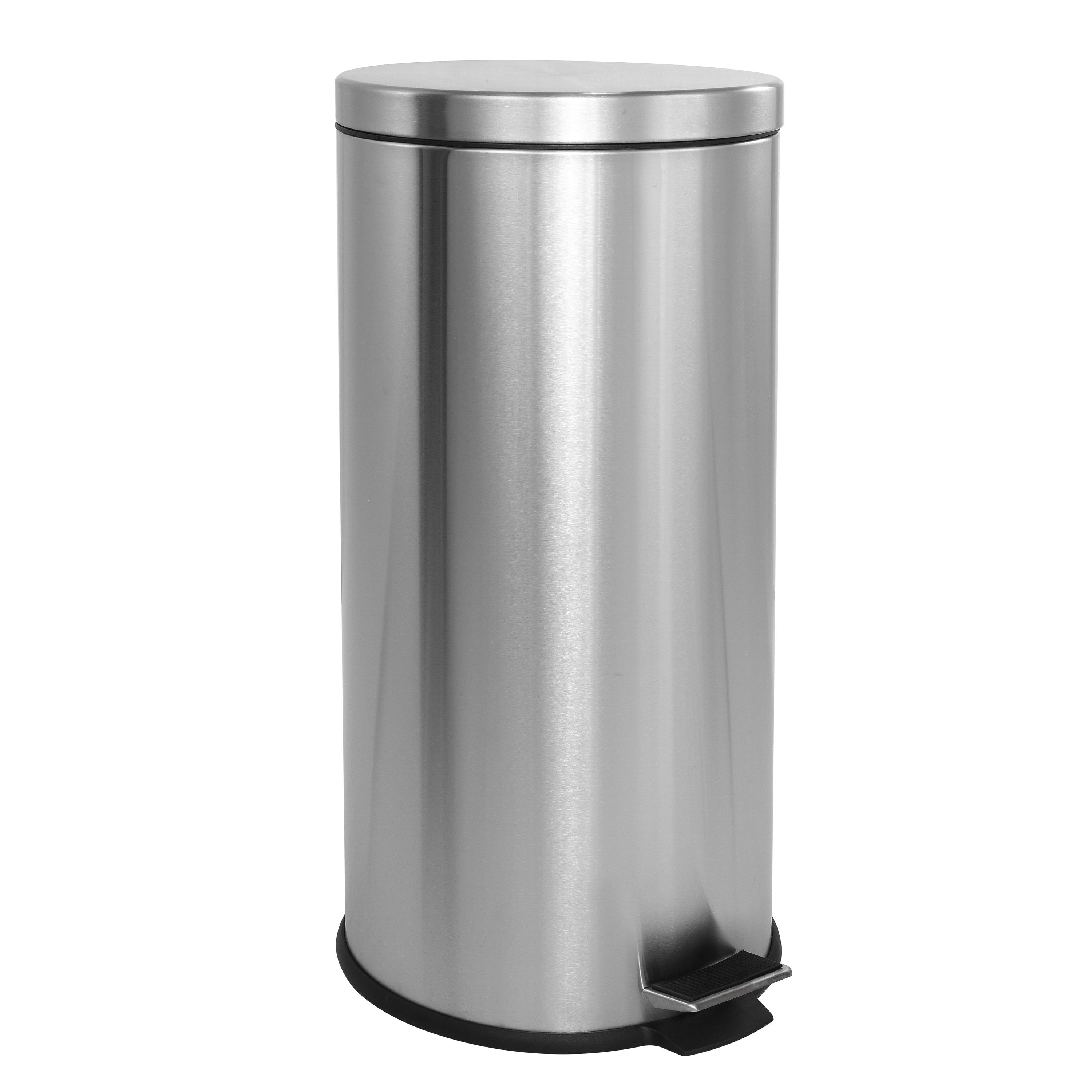 happimess 7.9-Gallons White Steel Kitchen Trash Can with Lid Outdoor in the  Trash Cans department at