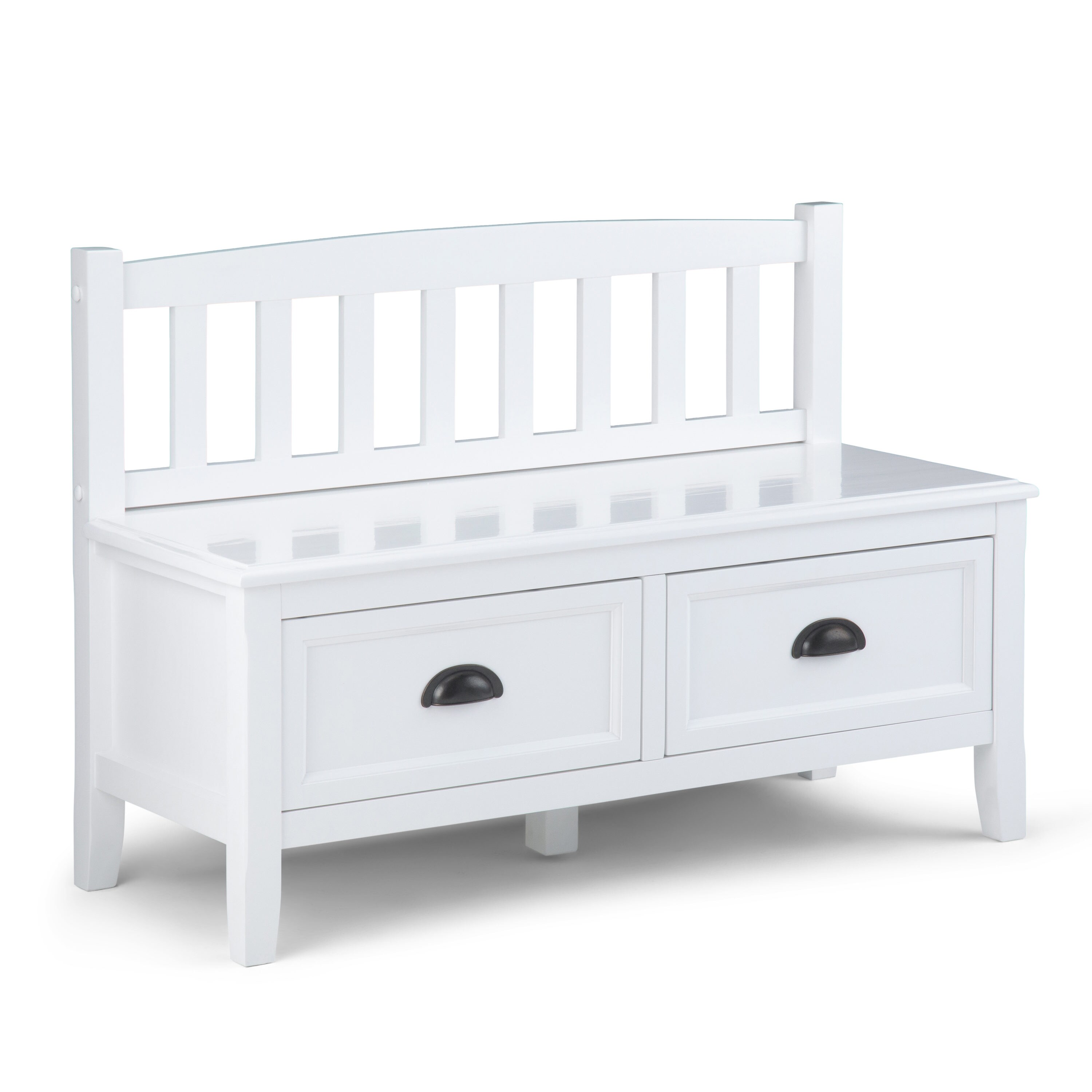 Simpli Home AXCBURBEN-W Burlington Modern White Storage Bench with Storage 42-in x 17-in x 9.84-in