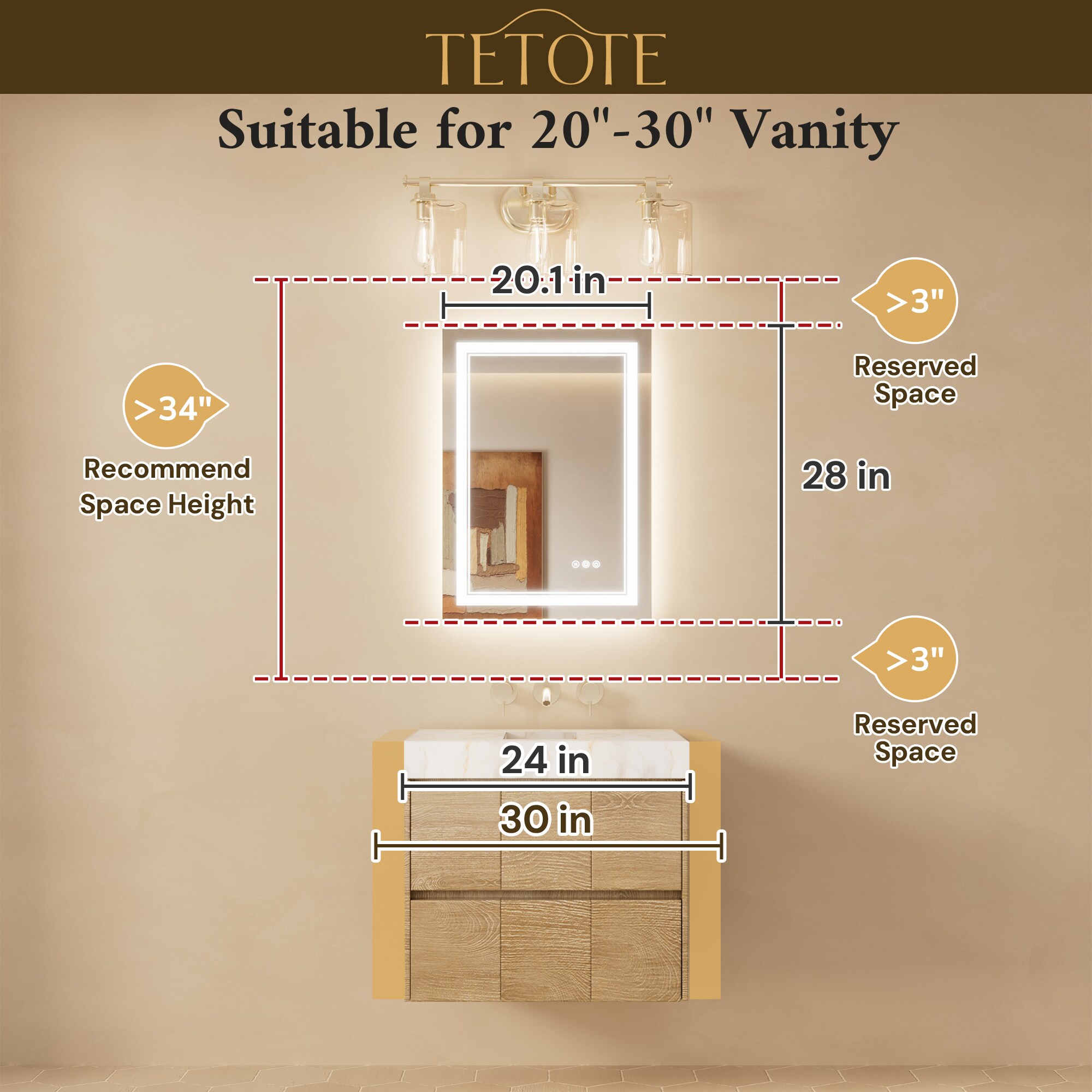 TETOTE LSC-TE-2028-B35 Framed-Bath-Mirrors - View #3