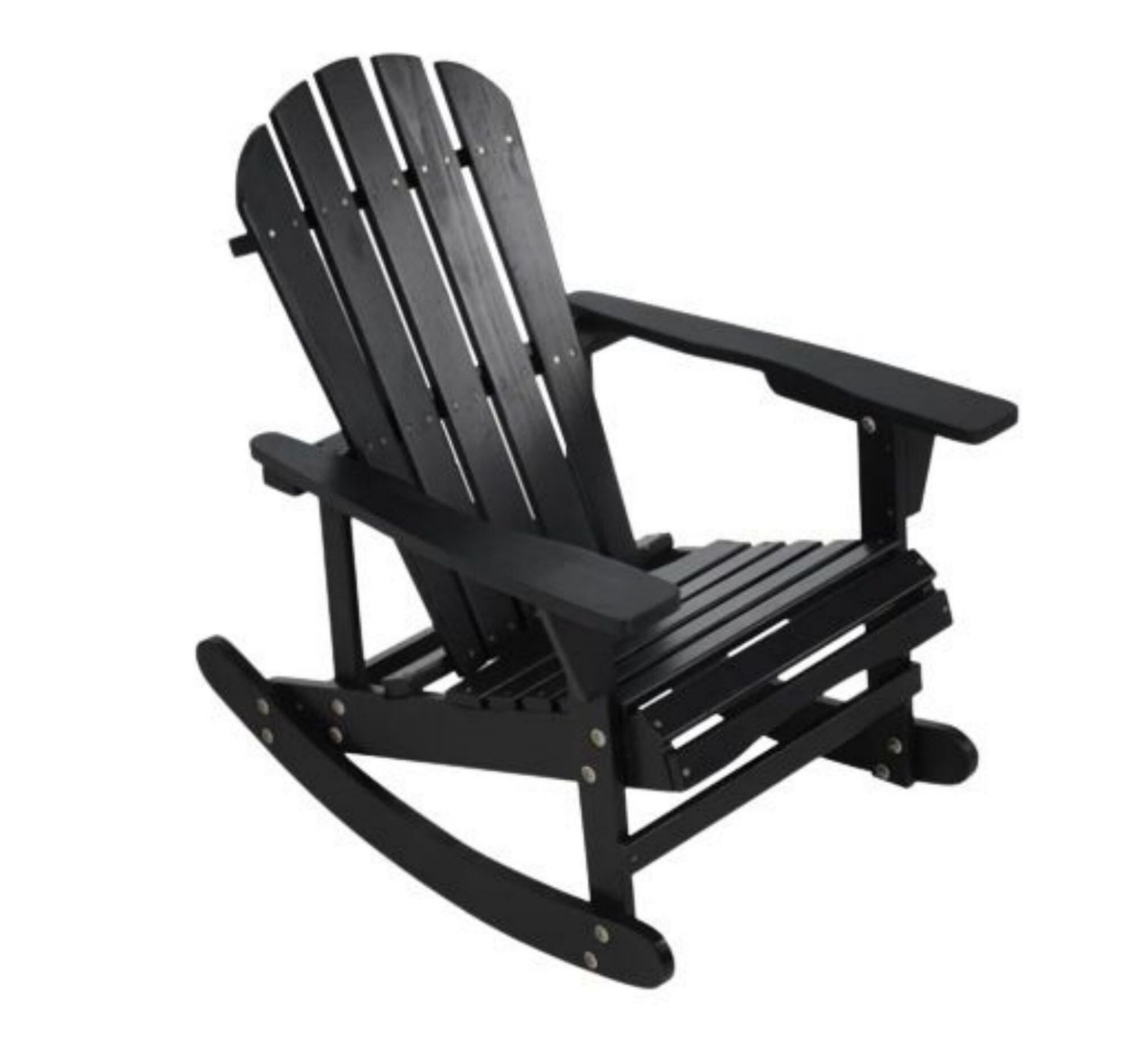 Forclover Outdoor Adirondack Rocking Chair Black Wood Frame Rocking   65607534 