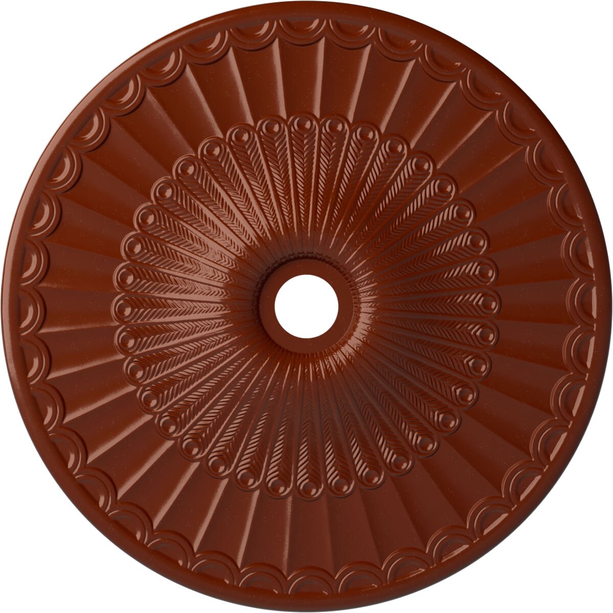 Ekena Millwork CM36GLFIF Galveston 36.625-in W x 36.625-in L Painted Firebrick Polyurethane Whole Ceiling Medallion