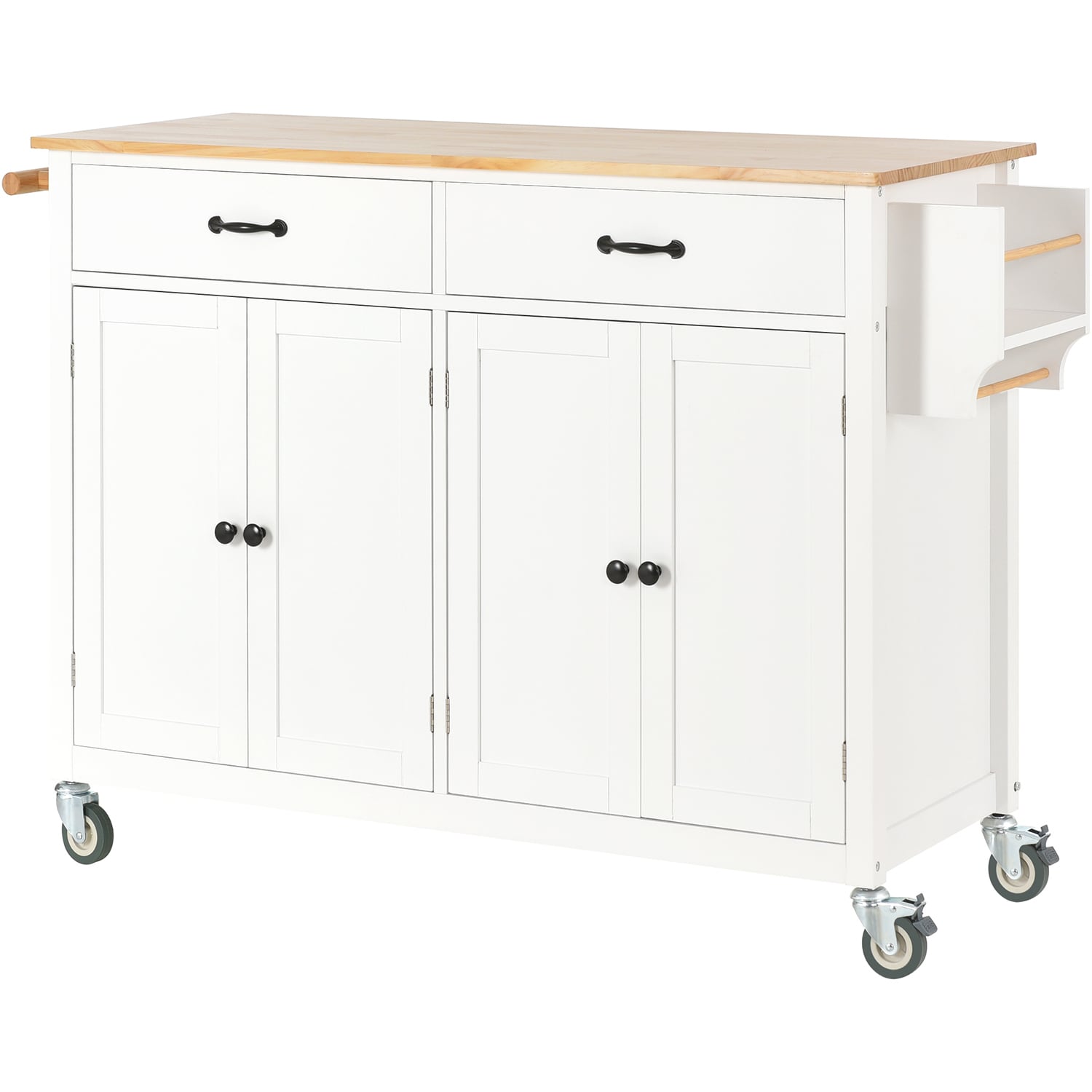SINOFURN SYB260004WT White MDF Base with Wood Wood Top Rolling Kitchen Cart ( 18.5-Inches x 54.33-Inches x 36.22-Inches )