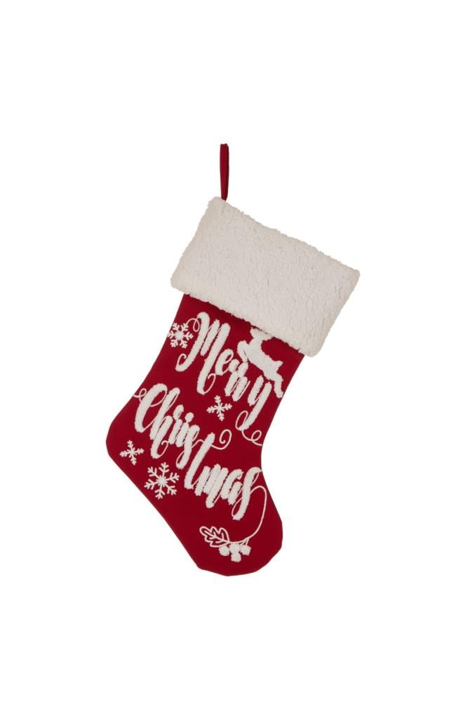 Glitzhome 1113202454 21-in Merry Christmas Stocking