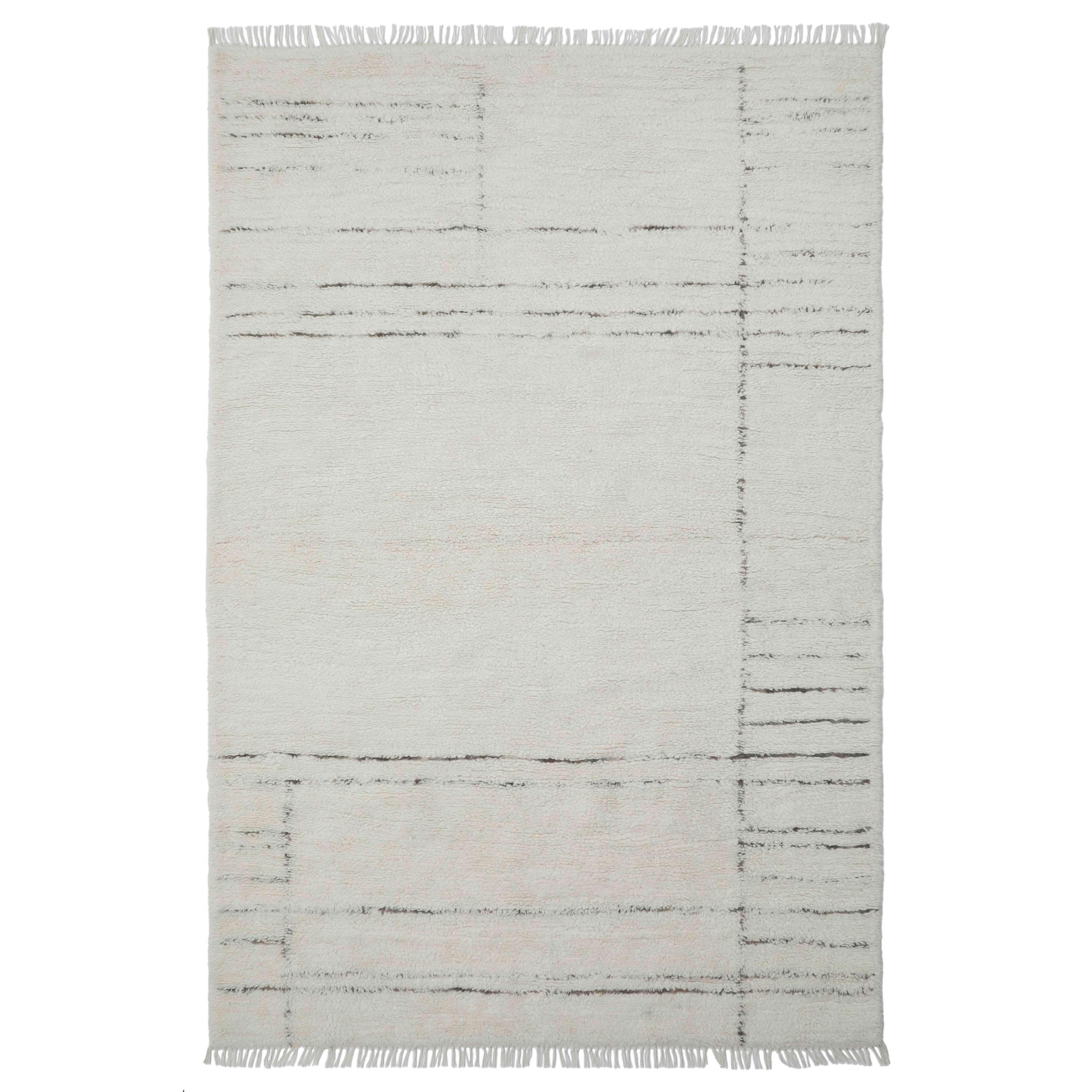Obeetee TUR50761134IVY Turin 5 x 7 (ft) Loomed Wool Ivory Rectangular Indoor Geometric Machine washable Area rug