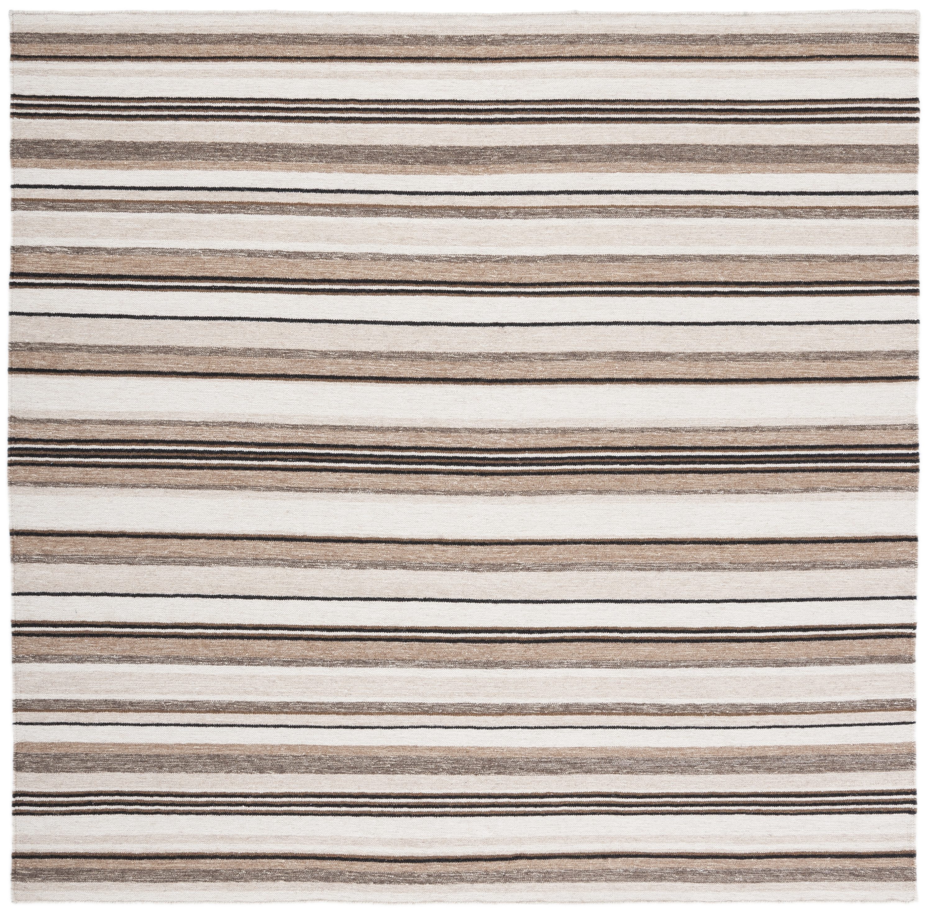 Safavieh STK601A-7SQ Striped Kilim Zahra 7 x 7 (ft) Loomed Wool Natural/Ivory Square Indoor Stripe Farmhouse/Cottage Area rug