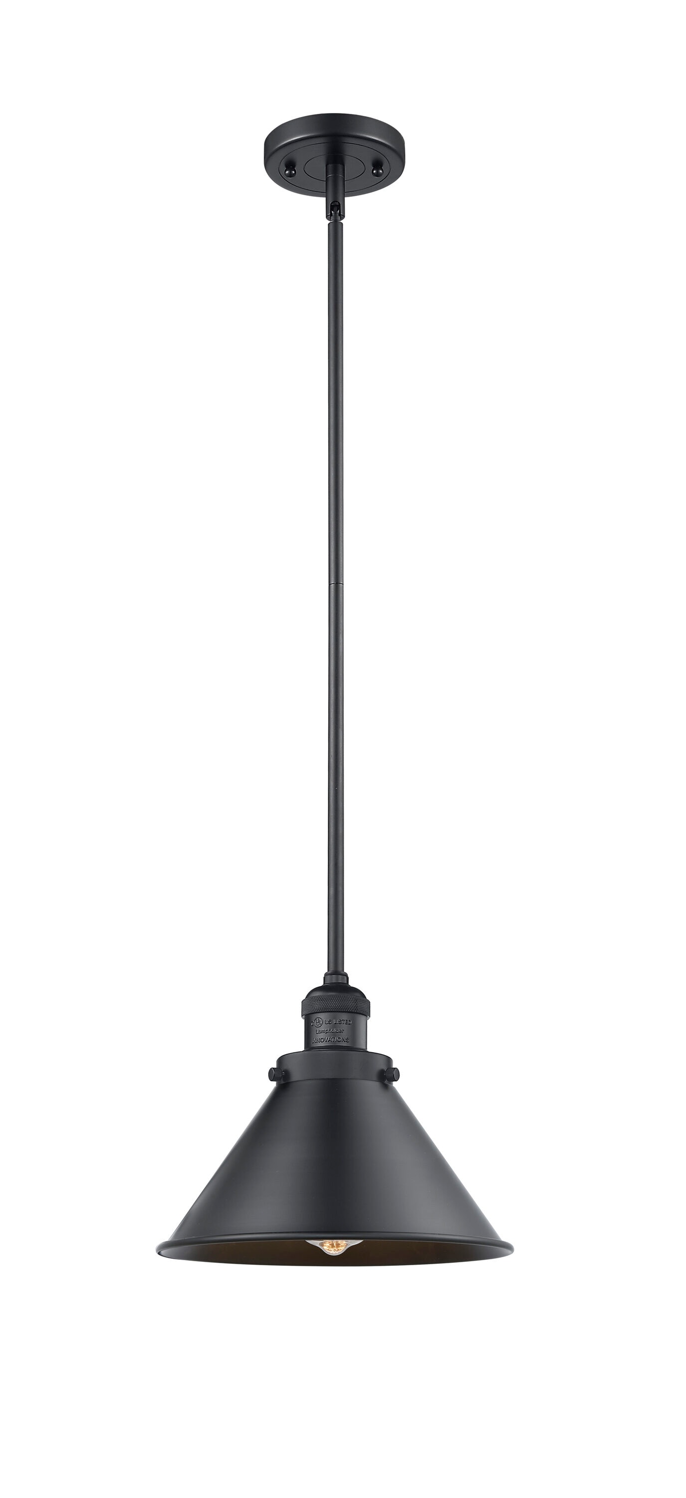 Innovations Lighting 201S-BK-M10-BK-LED Briarcliff Matte Black Industrial Cone Mini Hanging Pendant light