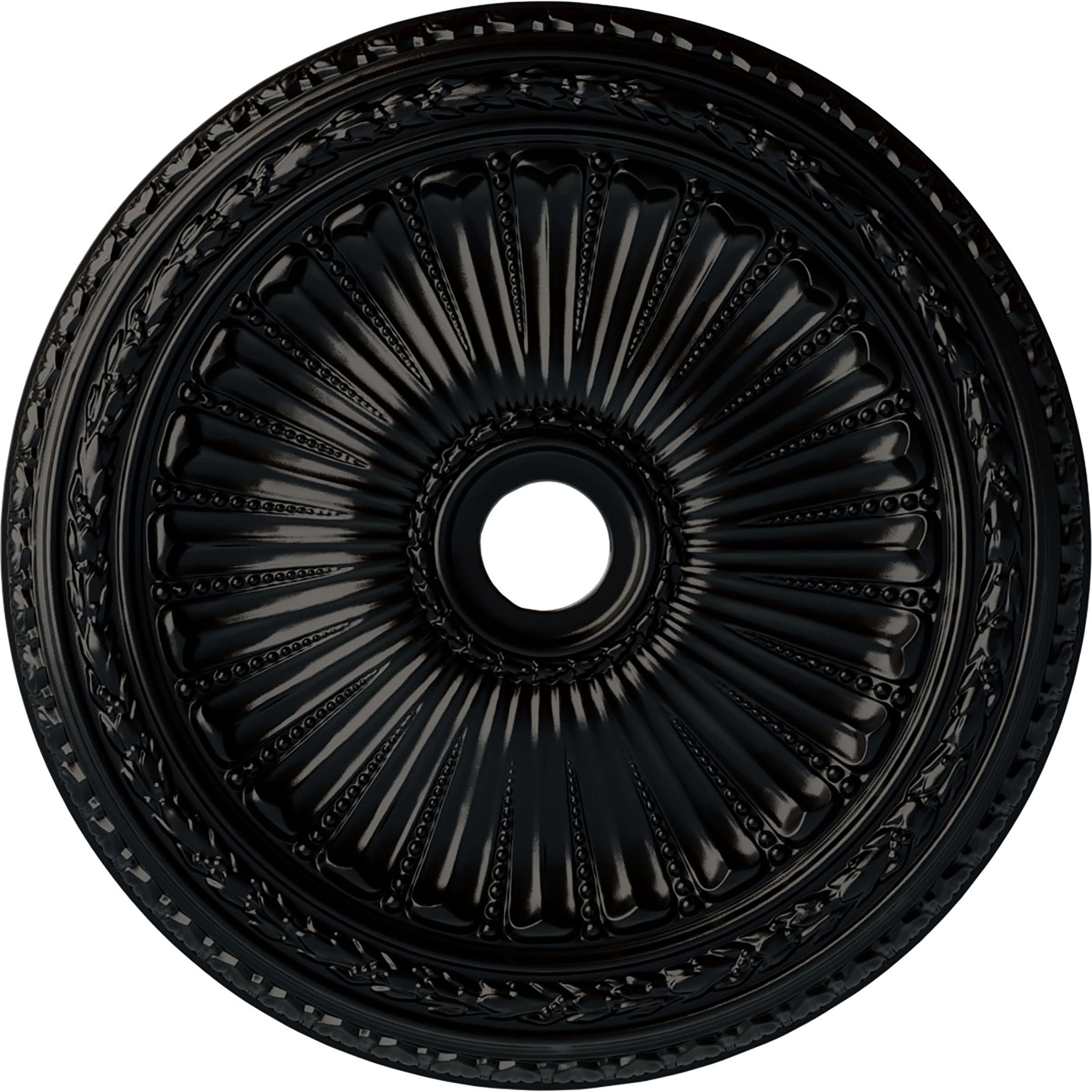 Ekena Millwork CM35VIBLF Viceroy 35.125-in W x 35.125-in L Painted Jet Black Polyurethane Whole Ceiling Medallion
