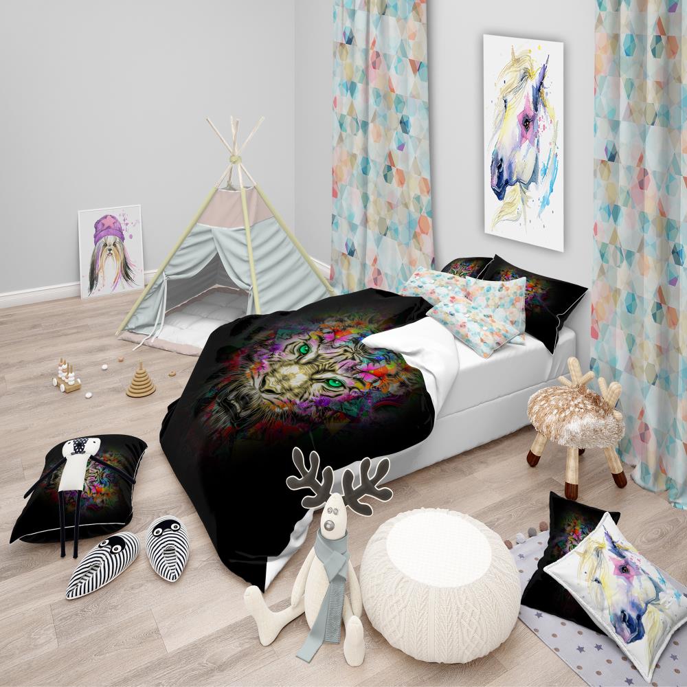 Designart BED13351-Q 3 -Piece Black Queen Duvet cover Set
