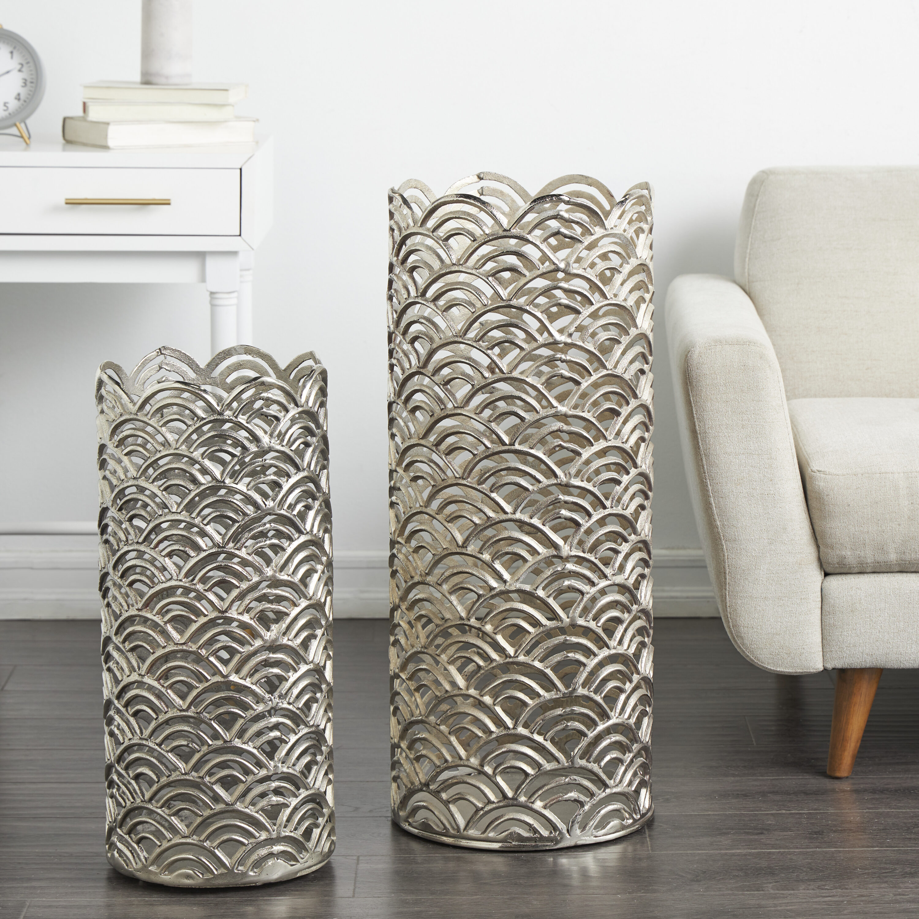 Grayson Lane 822212 2 -Pack Silver Aluminum Modern Vase