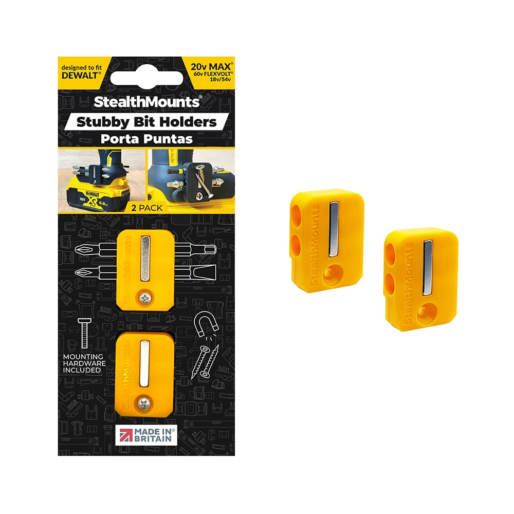 StealthMounts Plastic Magnetic accessory Magnetic Bit Holders compatible with DeWalt 12v/20v (Yellow, 2 Pack) #L-BHSDWYLW2