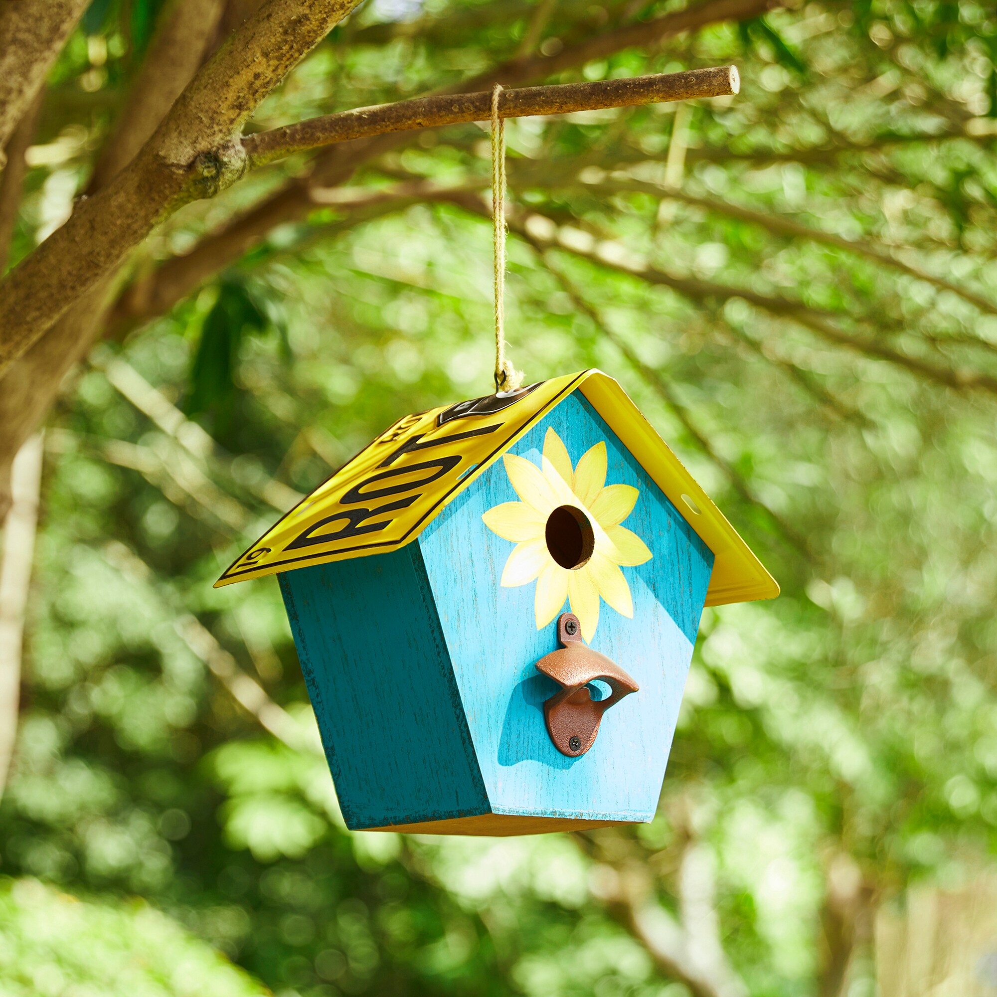 Glitzhome 9.75-in H Blue Wood Variety Decorative Bird House in the Bird ...