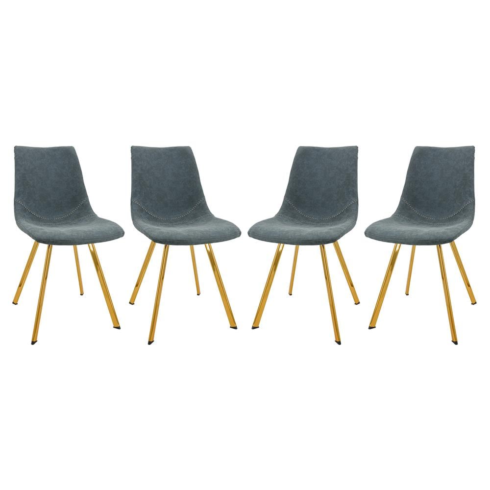 Leisuremod MCG18BU4 Markley Modern Leather Dining Chair With Gold Legs Set of 4
