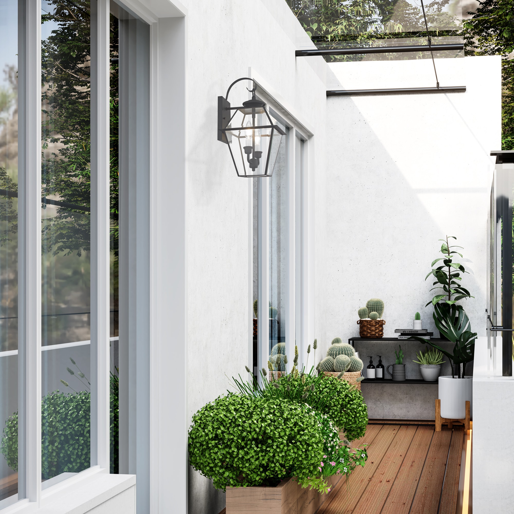 Charleston Elegance Black Brass Outdoor Lantern with Clear Beveled Glass