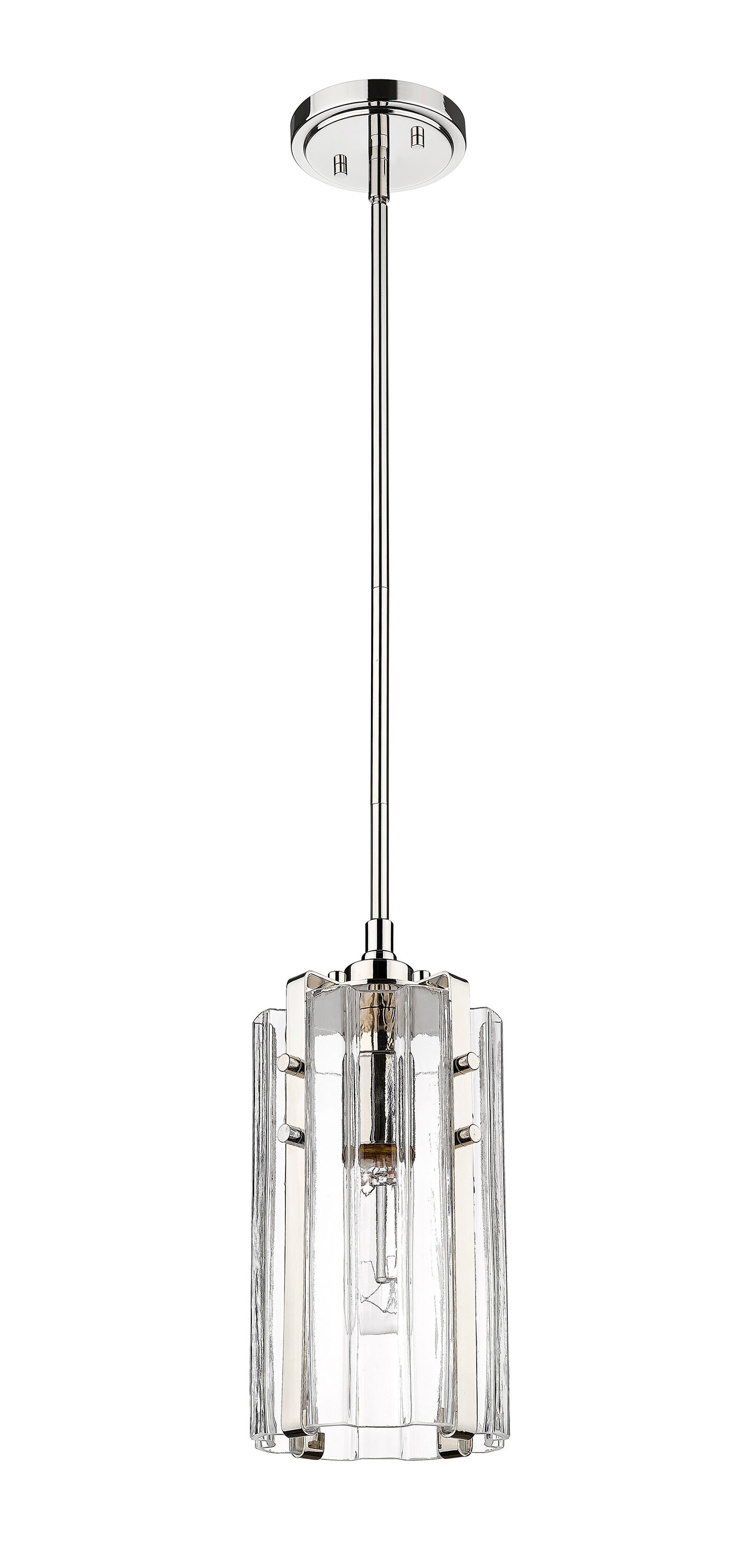 Polished Nickel 12" Mini Pendant with Glass Shade