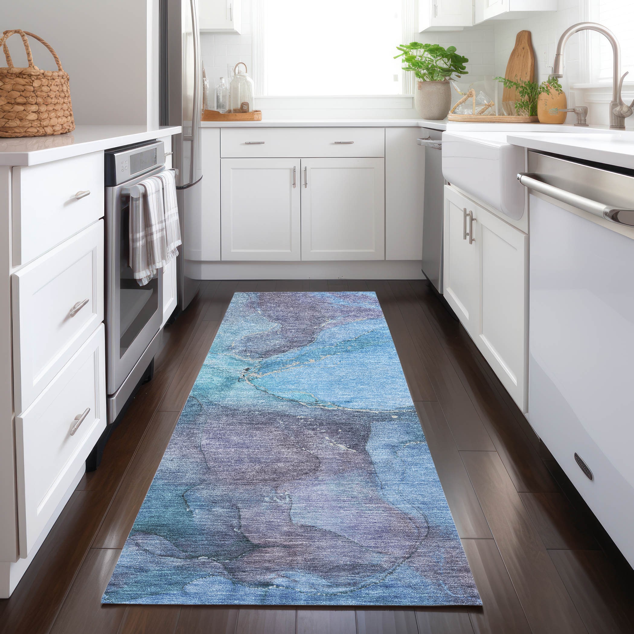 Addison Rugs ACN1781BU2X8 Chantille ACN1781BU 2 x 7 (ft) Loomed Blue Rectangular Indoor/Outdoor Machine washable Pet Friendly Area rug