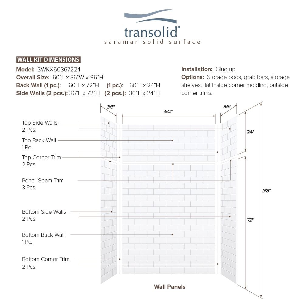 Transolid SWKX60367224-21 Shower-Wall-Surrounds - View #5