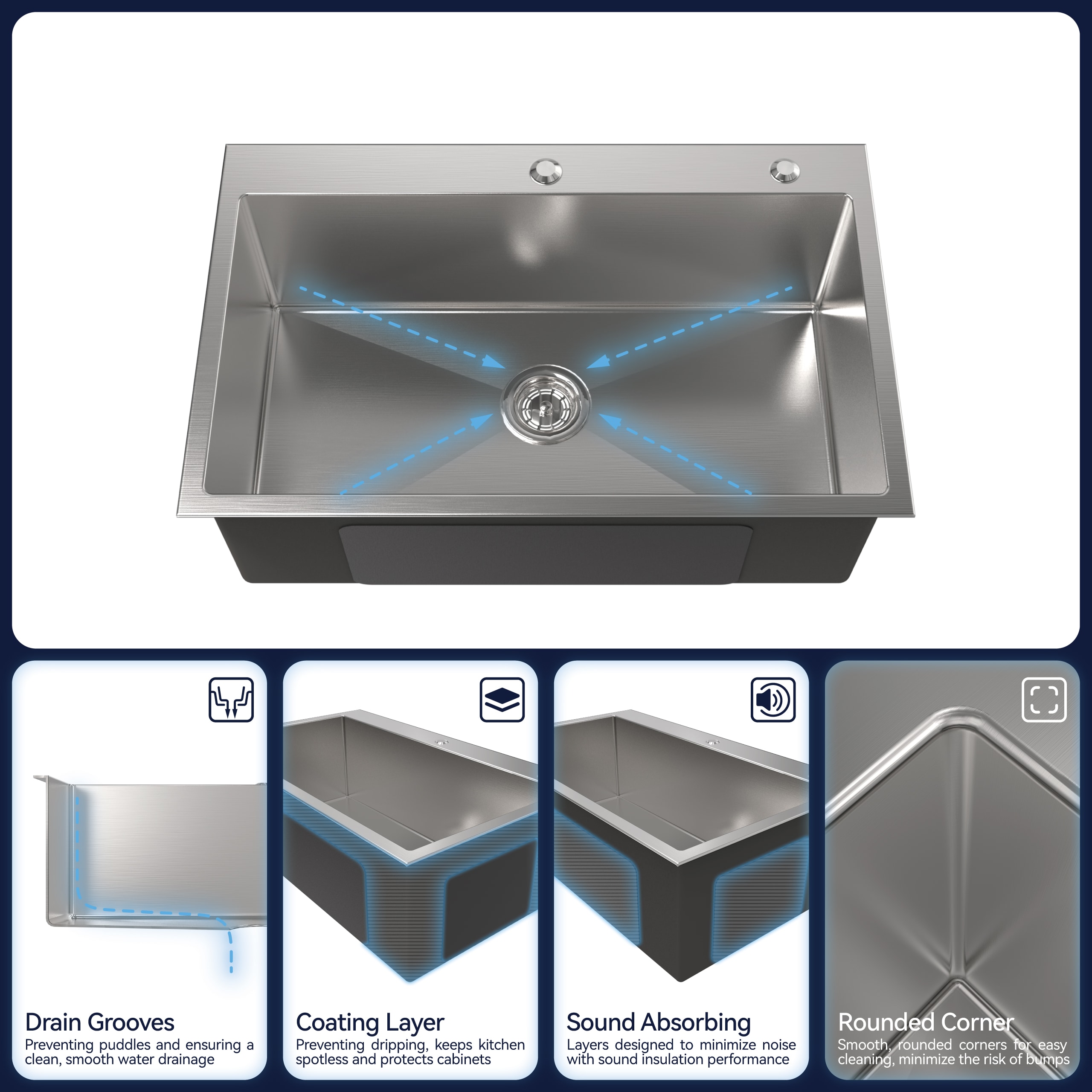 CASAINC CA-3219US-BS Kitchen-Sinks - View #4