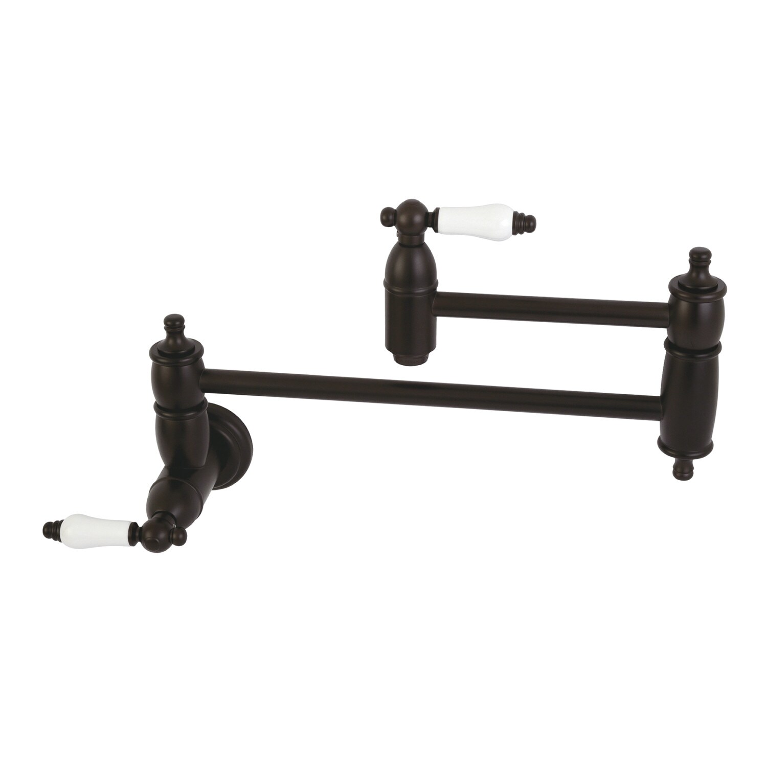 Kingston Brass WLKS3105PL Restoration Oil Rubbed Bronze Double Handle Wall-mount Pot Filler Kitchen Faucet