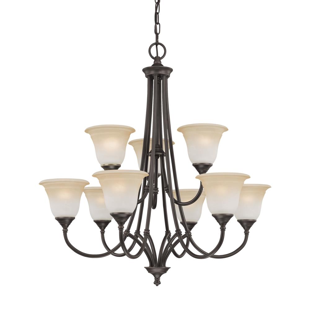 Thomas Lighting SL880262 Harmony 9-Light Aged Bronze Transitional Dry Rated Chandelier