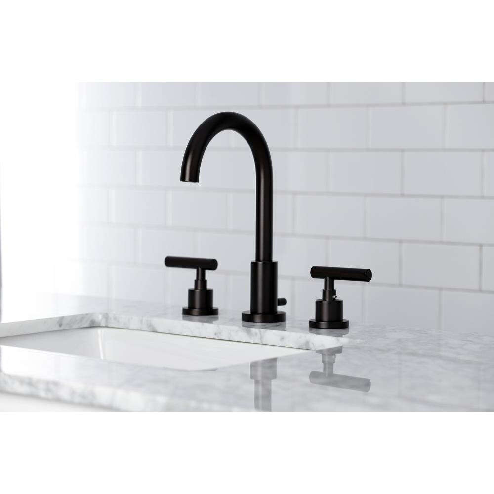 Kingston Brass Manhattan Oil Rubbed Bronze Widespread 2 Handle Bathroom Sink Faucet With Drain 5198