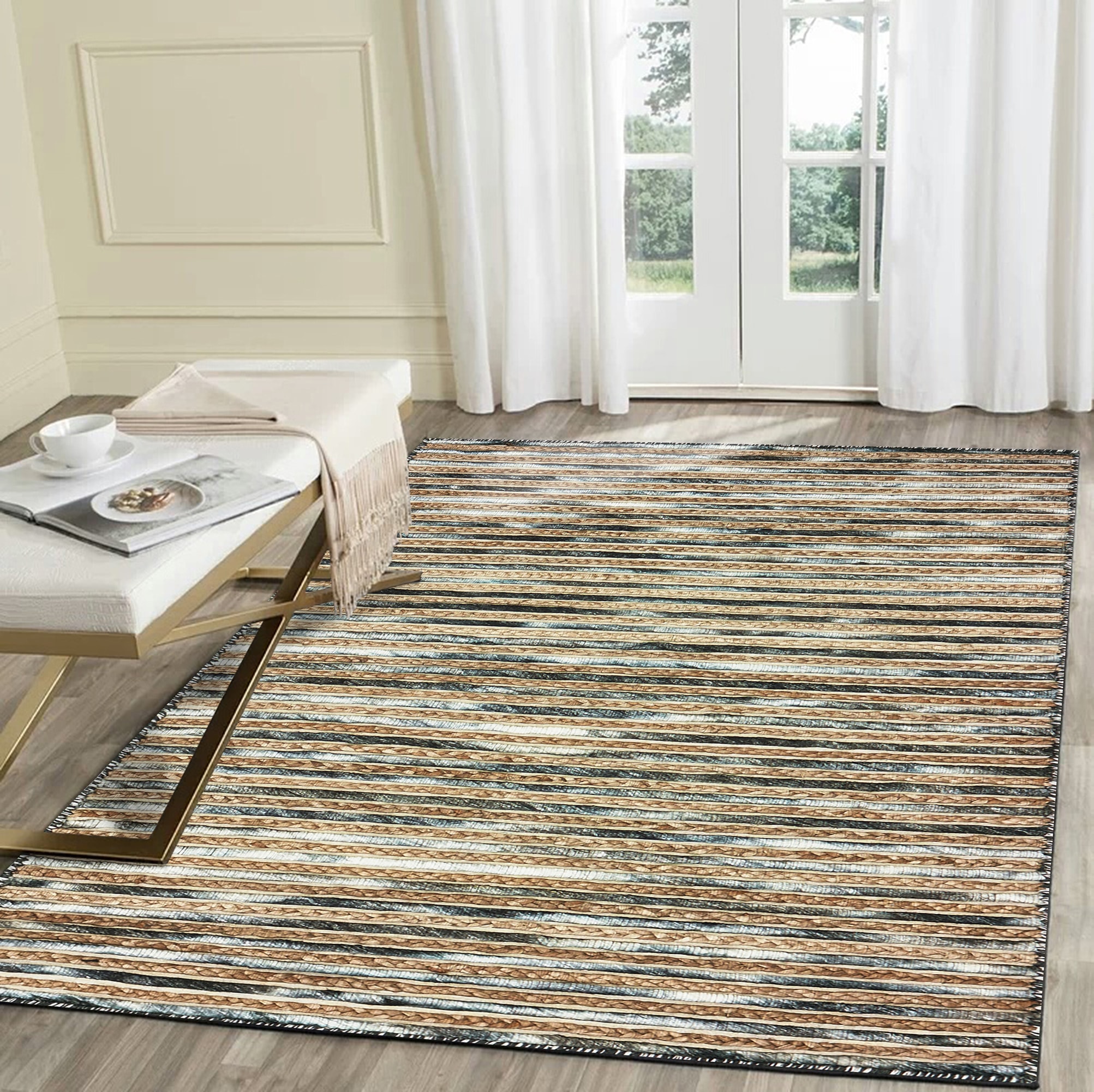 LR Home 3424A8984934J8 5 x 7 (ft) Wool Charcoal Rectangular Indoor Abstract Farmhouse/Cottage Area rug