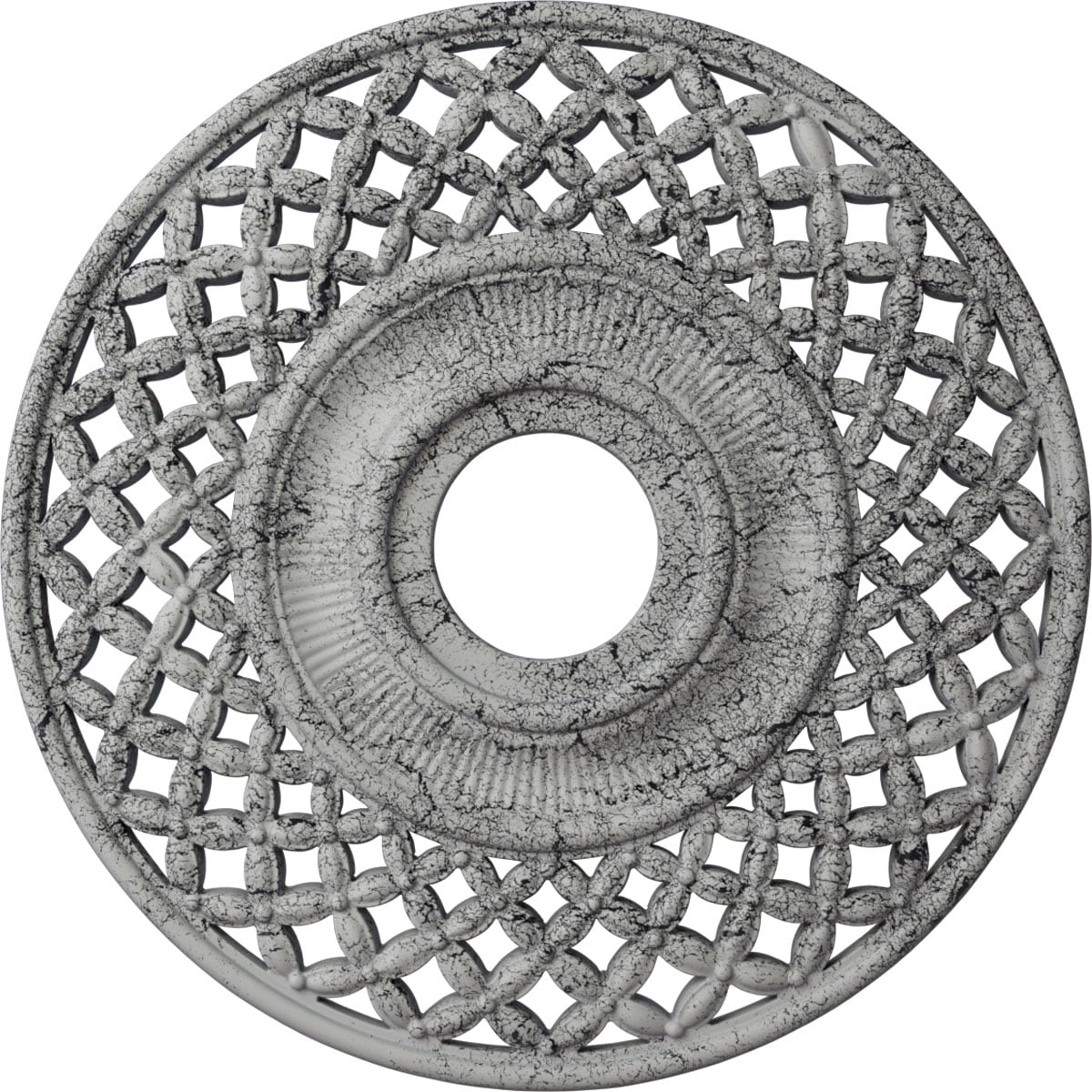 Ekena Millwork CM22RBUWC Robin 22.25-in W x 22.25-in L Painted Ultra Pure White Crackle Polyurethane Whole Ceiling Medallion