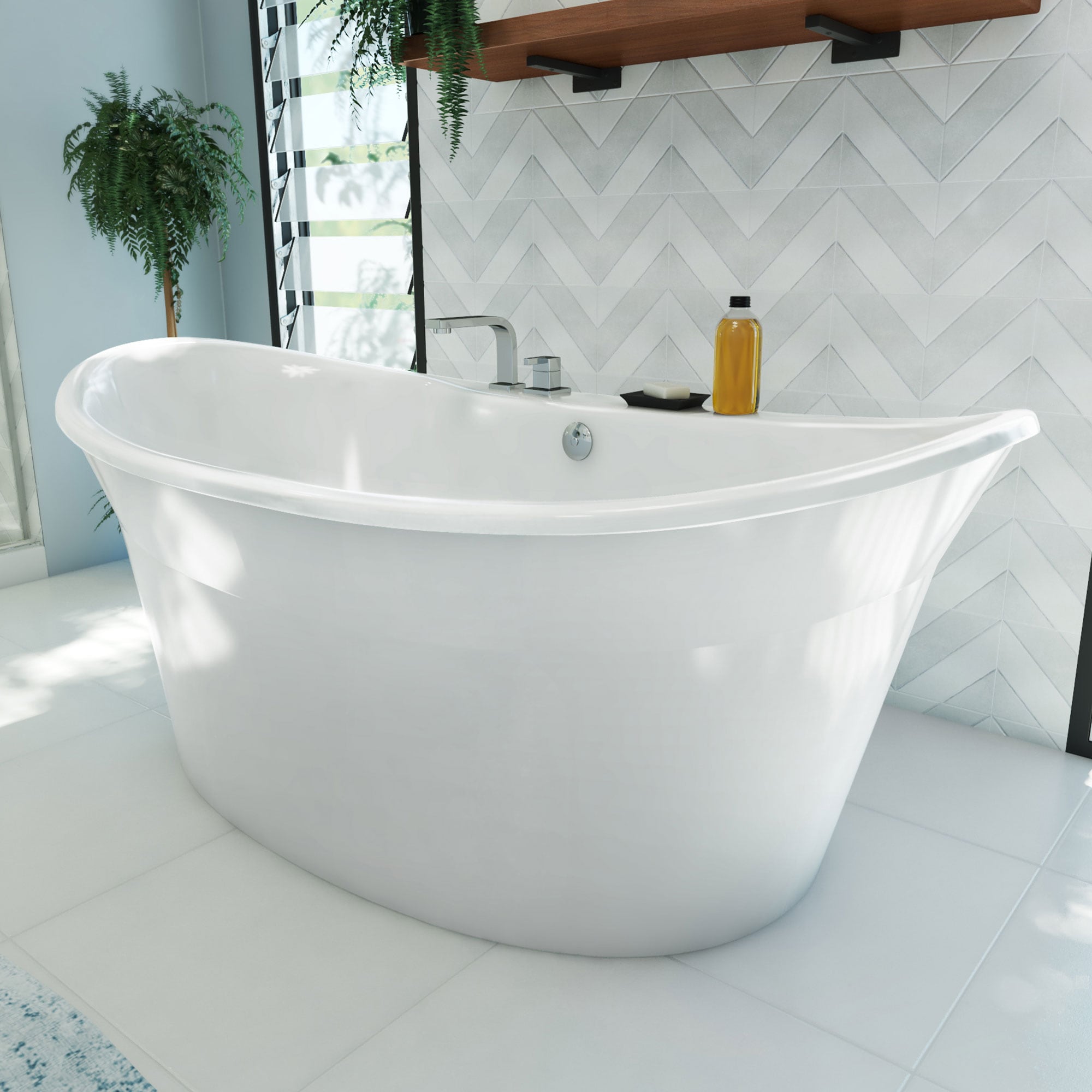 DreamLine Montego 36-in W x 66-in L White Acrylic Oval Drain Freestanding Soaking Bathtub in the Bathtubs department at Lowes.com