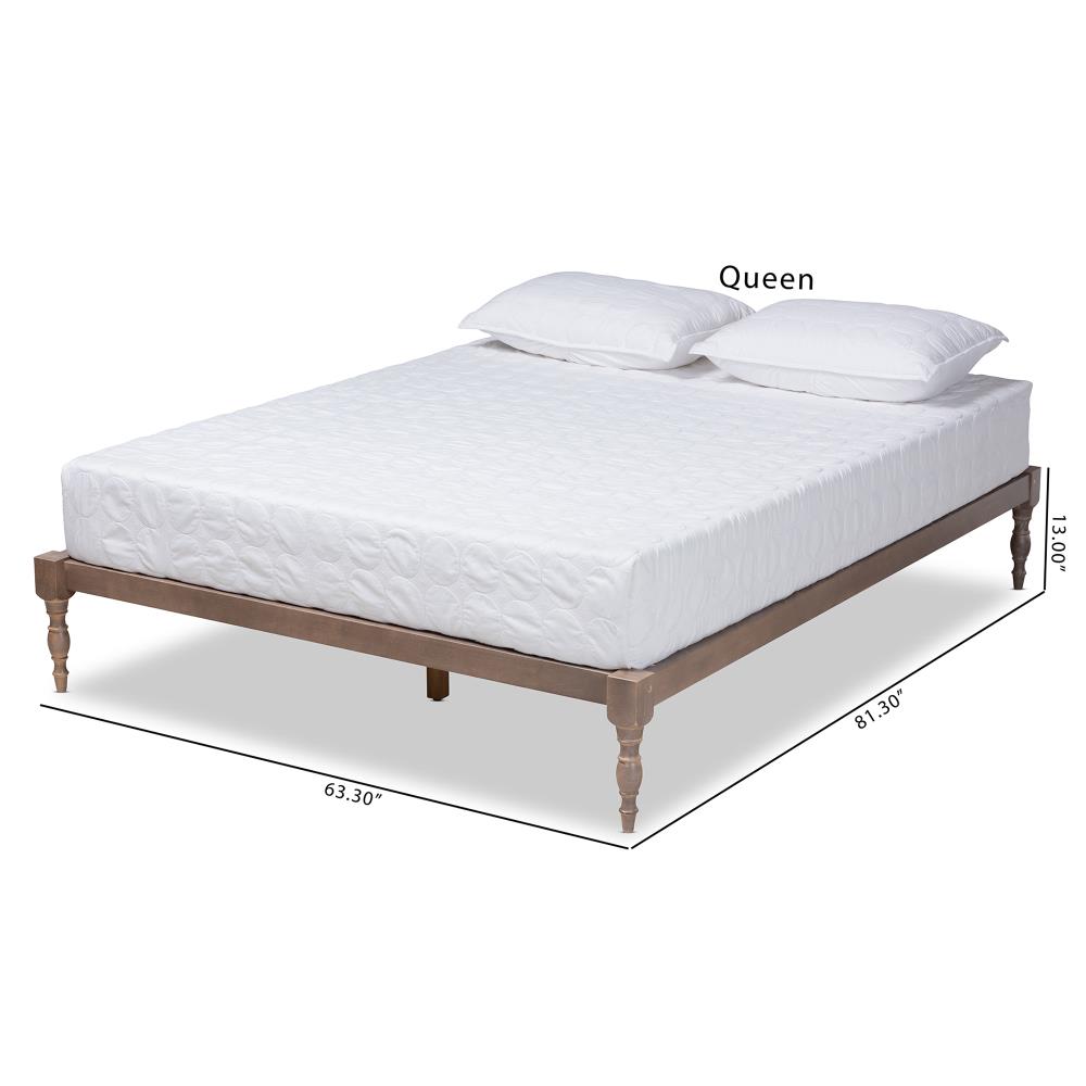 Baxton Studio Iseline Antique Oak Queen Wood Bed Frame in the Beds