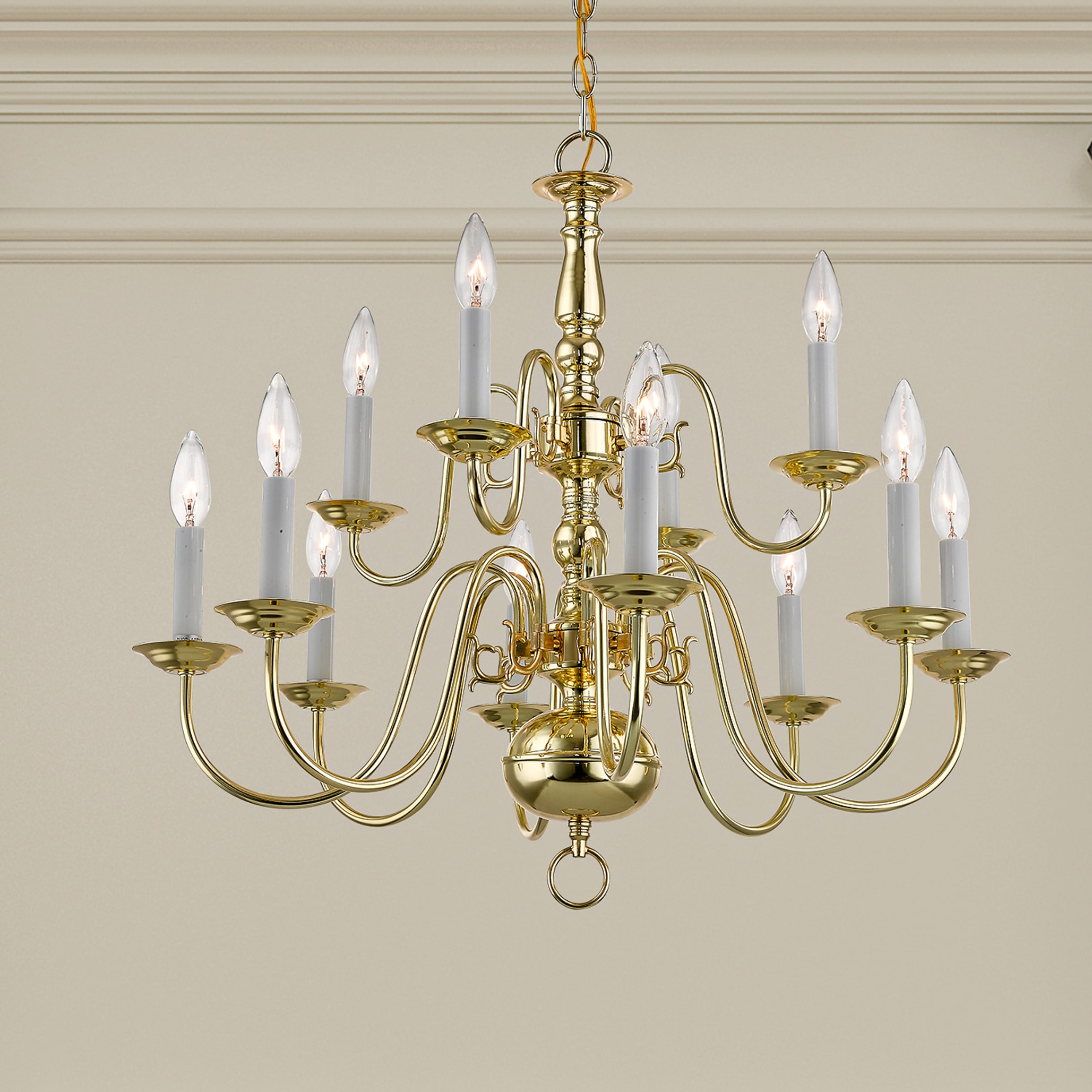 Livex Lighting Williamsburg 12-Light Polished Brass Traditional