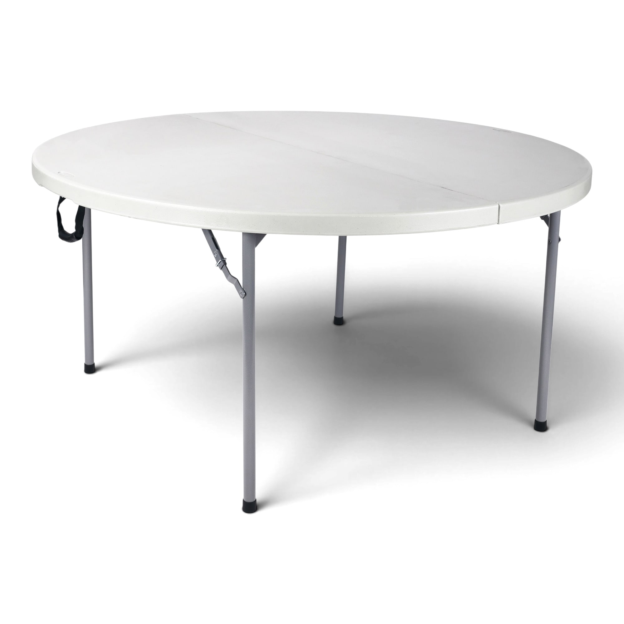Hampden Furnishings 5-ft x 5-ft Gray Fold-in-Half Polypropylene Round Indoor/Outdoor Folding Dining Table 10 -Person