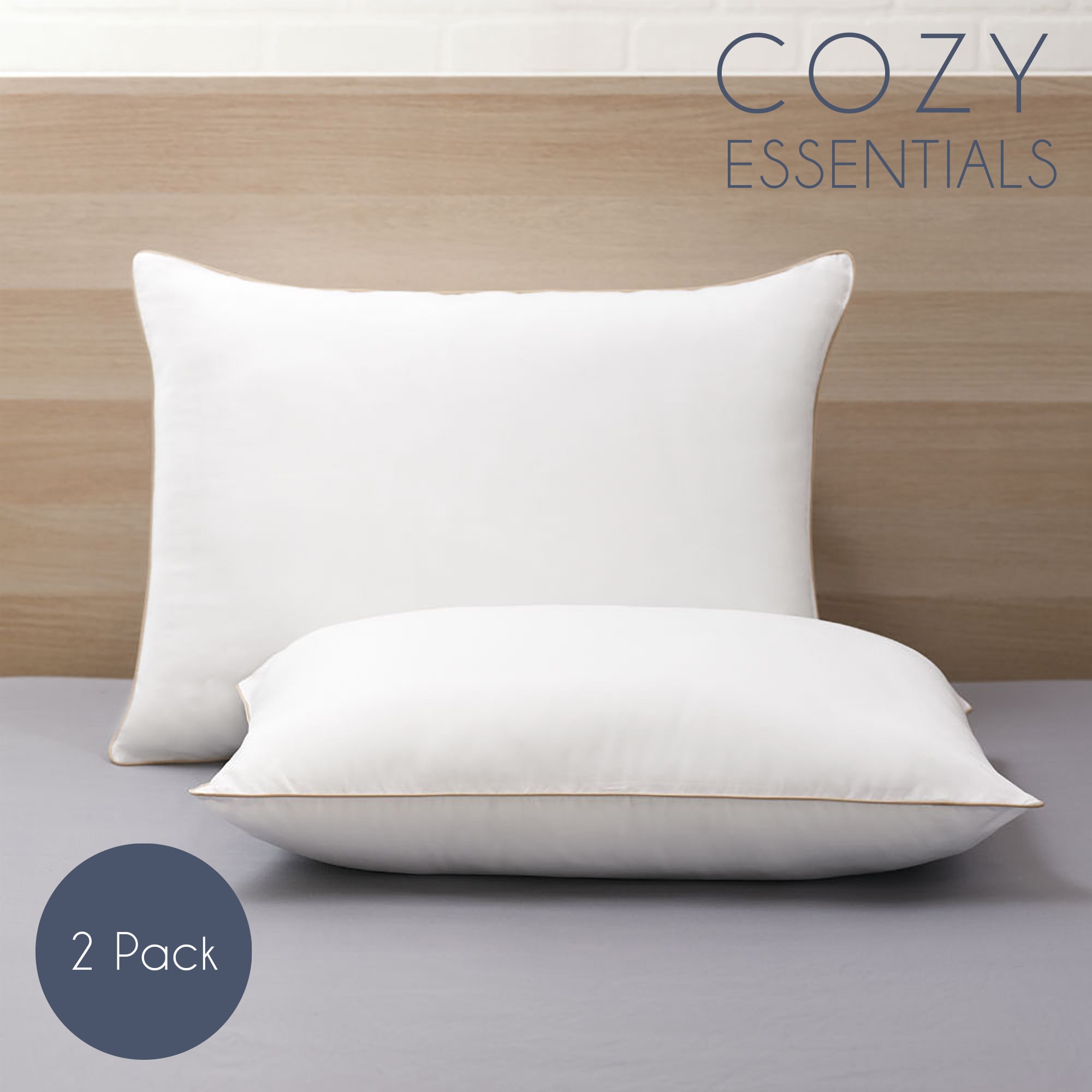 Cozy Essentials 2 Pack Jumbo Medium Down Alternative Bed Pillow In The Bed Pillows Department At 