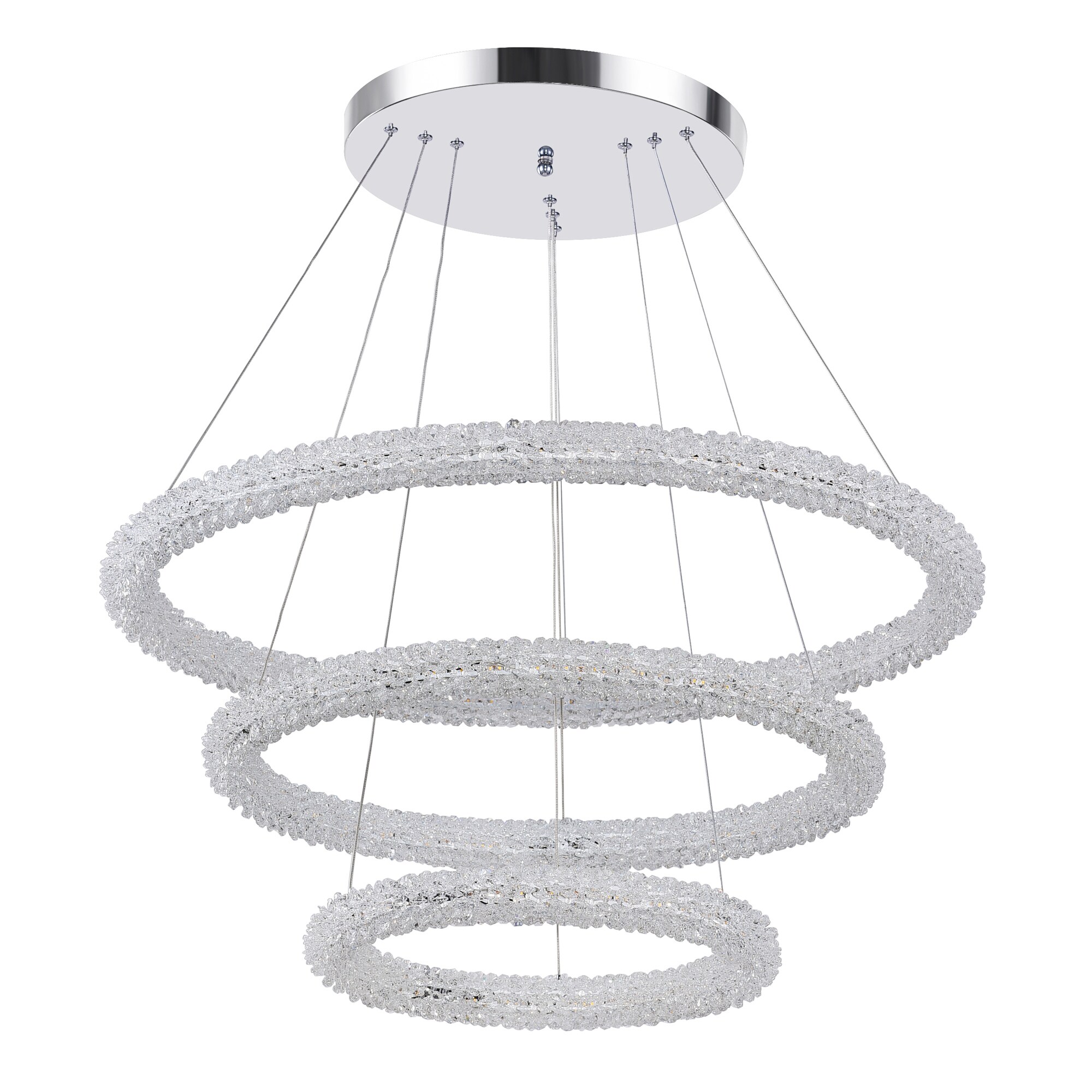 Arielle 32" Chrome and Crystal 3-Tier LED Chandelier