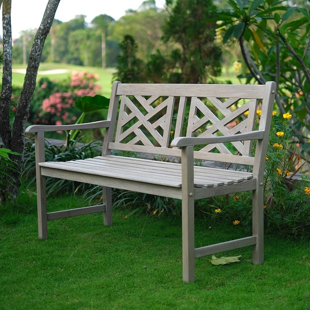 New Castle Park Bench in Reclaimed Teak Seat with Cast Iron Base