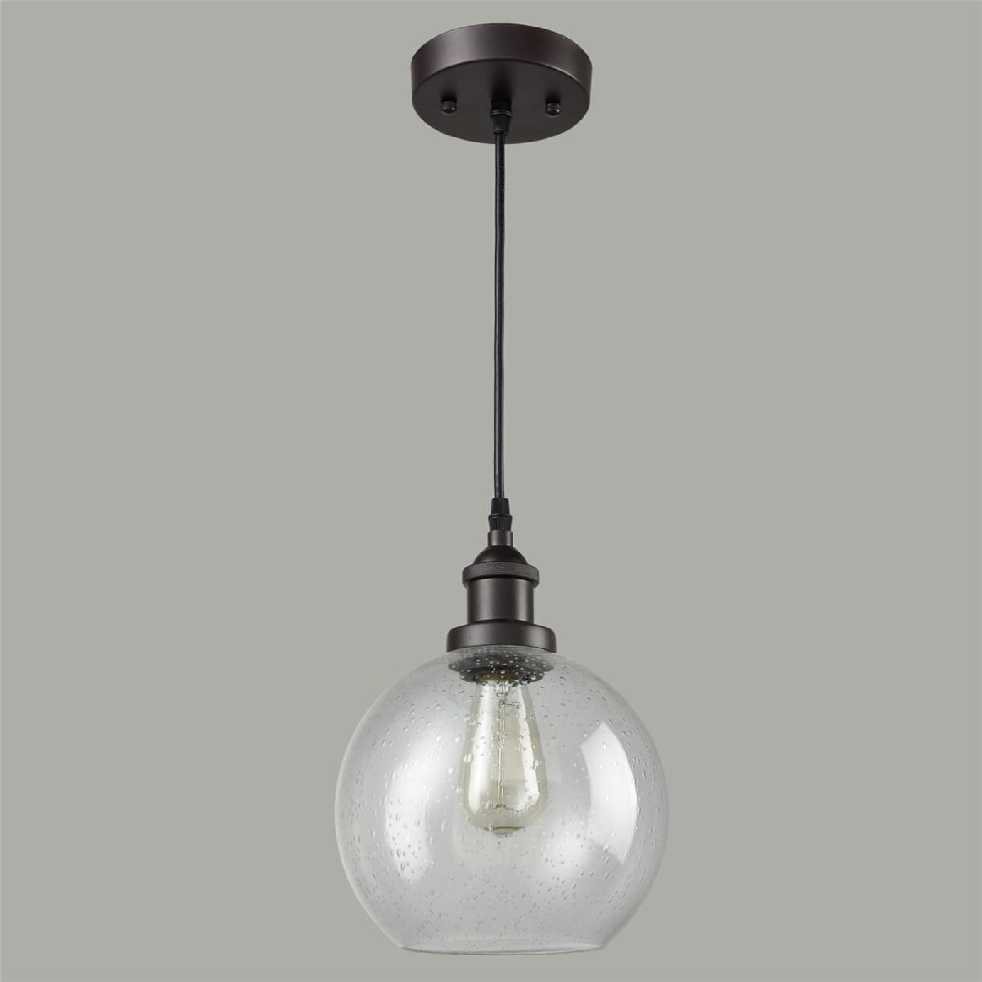Vintage Bronze Mini Globe Pendant Light with Seeded Glass