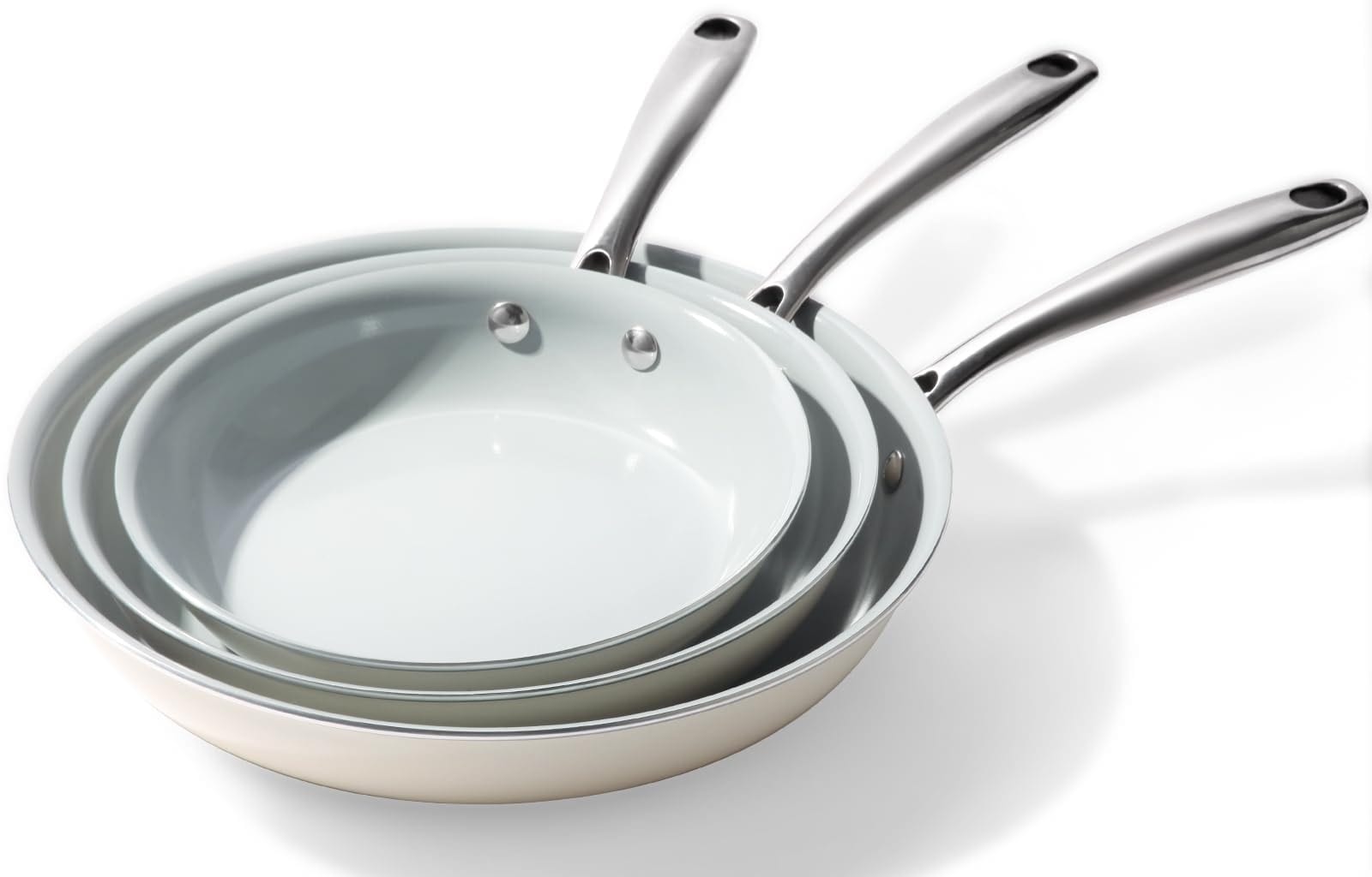 DHMHD Ceramic Nonstick Frying Pans Set 3 Pieces Skillets 8 9.5 11 Inches Healthy Cooking Pans Free of Harmful Chemicals durable home and garden #LDH0817X464