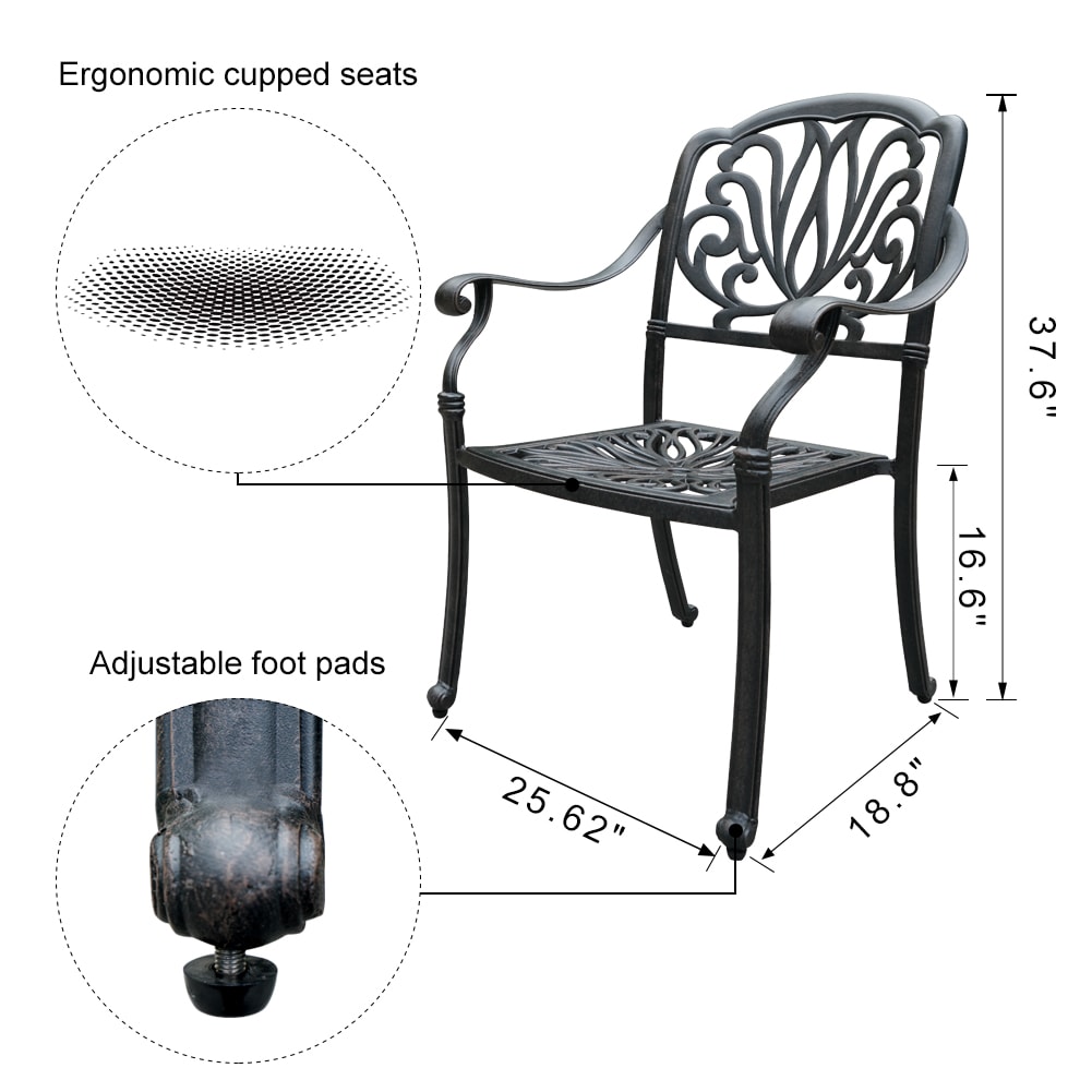 CASAINC 5-Piece Black Patio Dining Set with Off-white Cushions in the ...