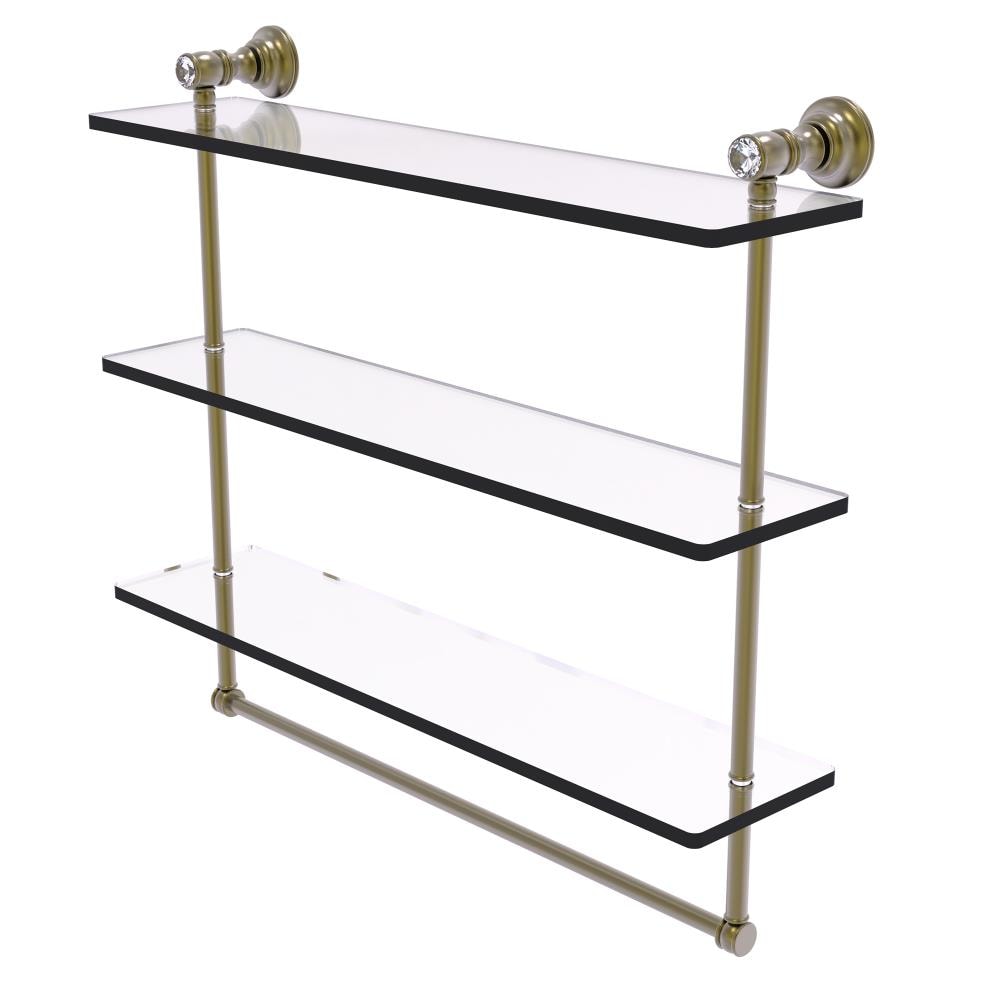 Allied Brass CC-5-22-TB-ABR Carolina Crystal Antique Brass 3 -Tier Wall mount Bathroom Shelf ( 22-in x 19.7-in x 5-in )